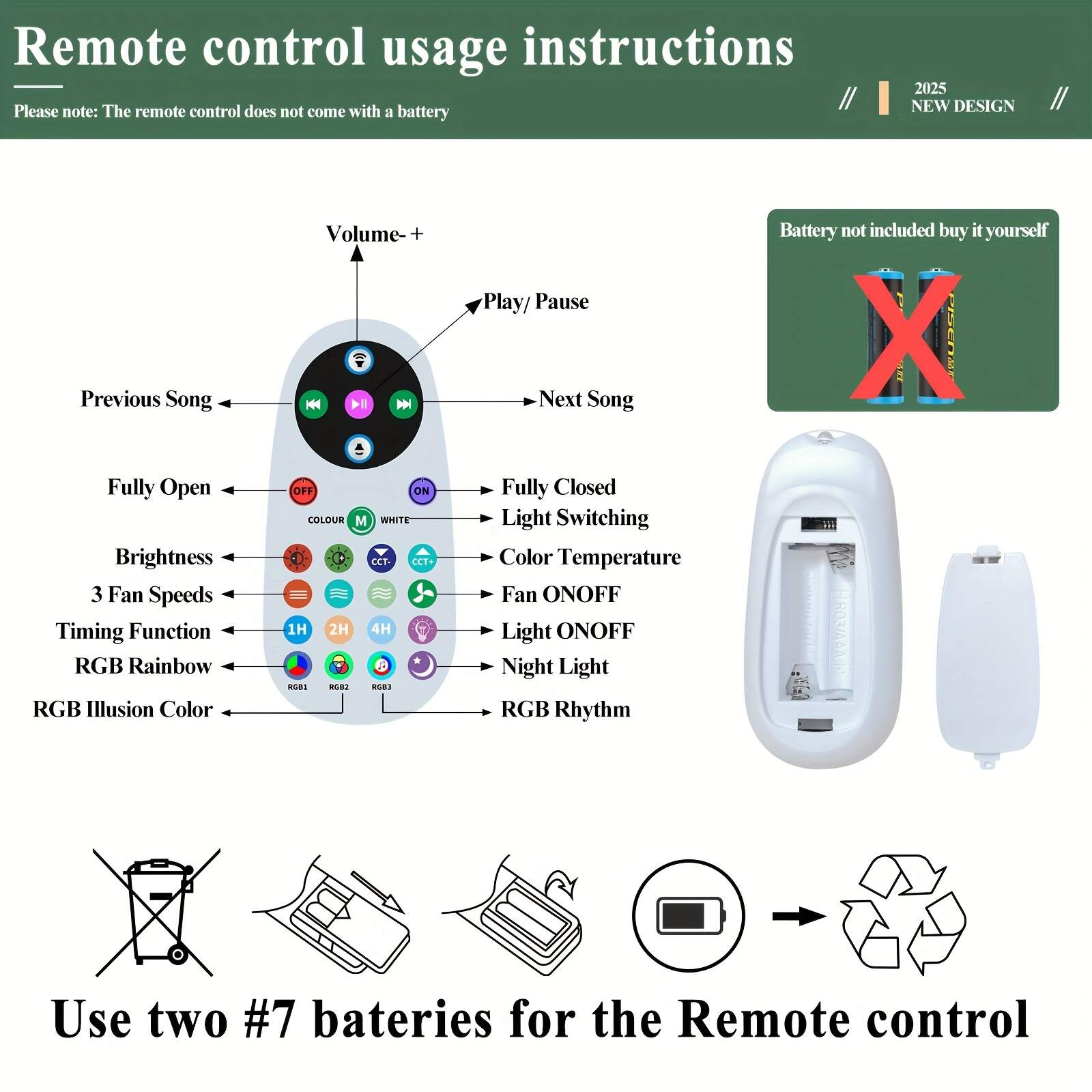Smart RGB Rainbow Music Rhythm Speaker LED Fan with Light, 3-speed Socket Fan Light, Remote Control Timing, 3 Colors 3000-6500k Dimmable, Suitable for Home, Office, Restaurant, Party