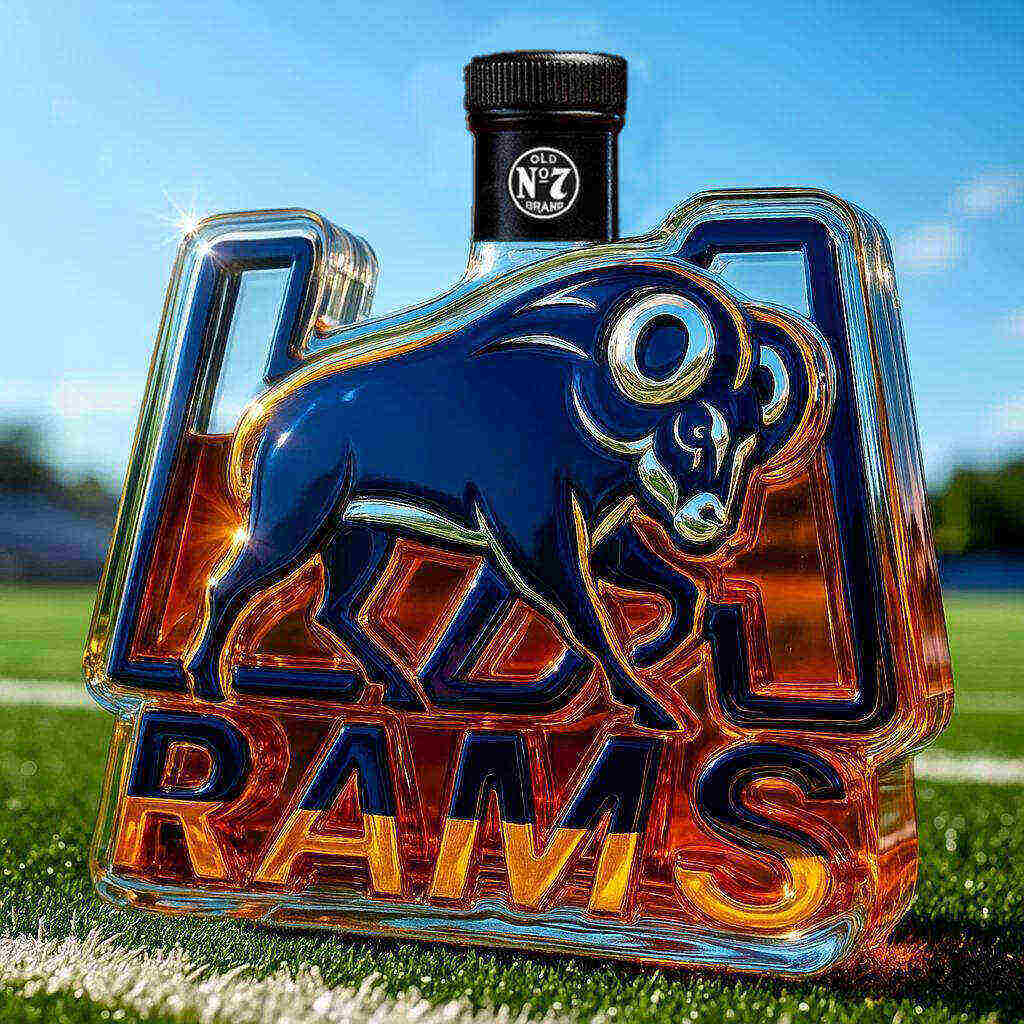 LA Rams Whiskey Bottle