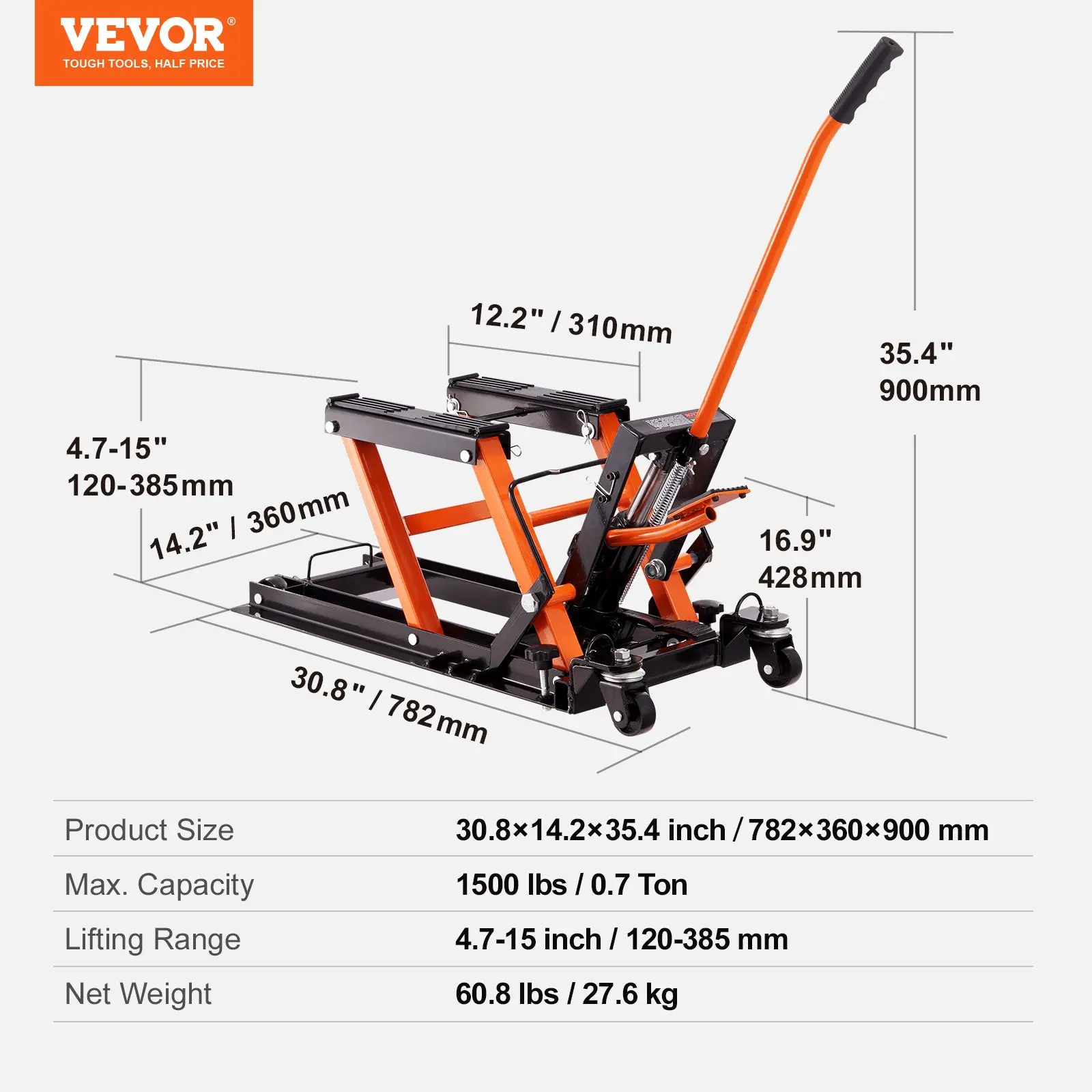 Hydraulic Motorcycle Lift Table - 350 LBS Capacity