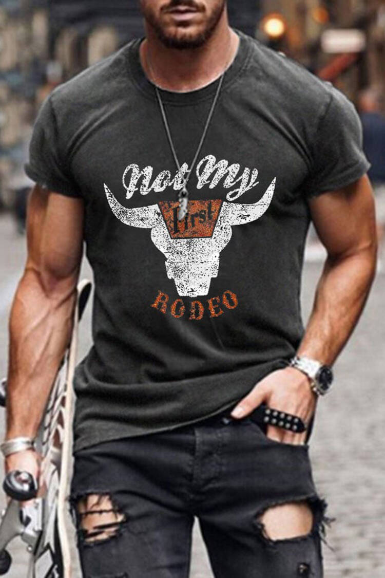 Western Not My Rodeo Print Short Sleeves T-Shirt