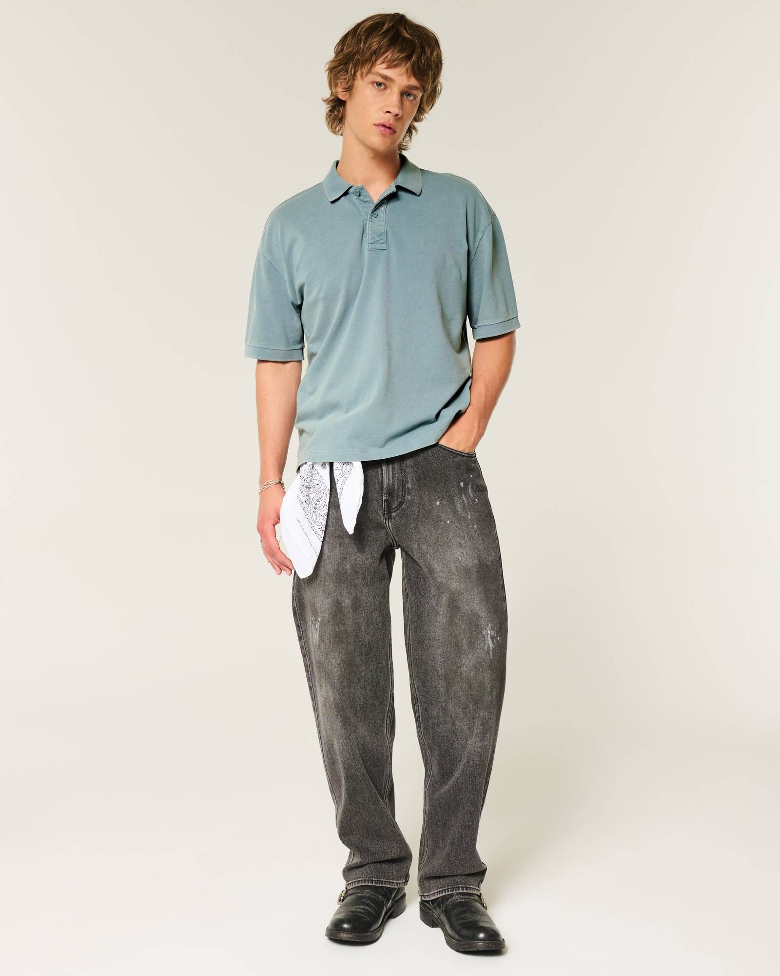 Boxy Crop Washed Polo