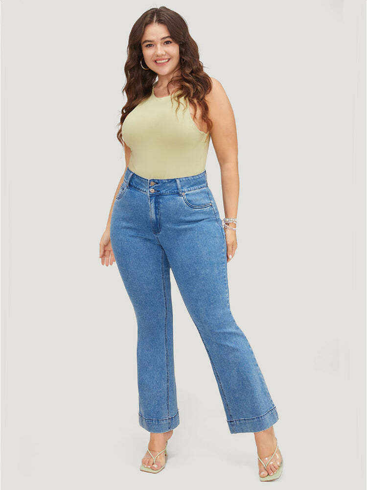Flare Leg  Very Stretchy High Rise Medium Wash Jeans
