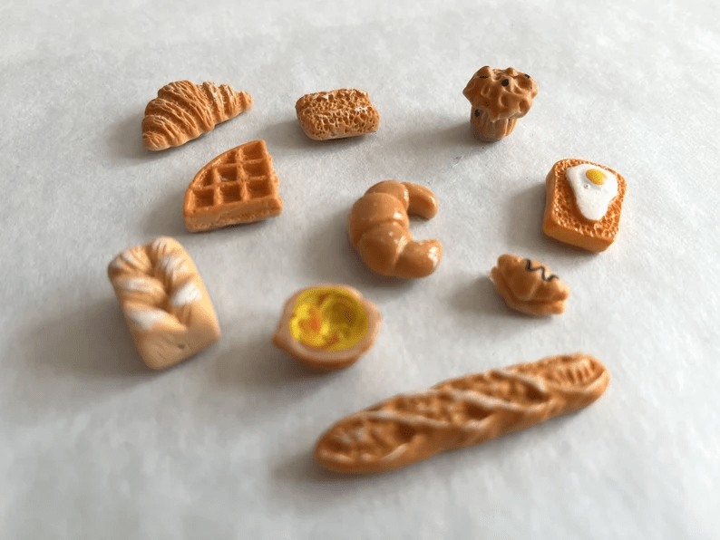 Sets Of 10 Miniature, Realistic Bread Magnets