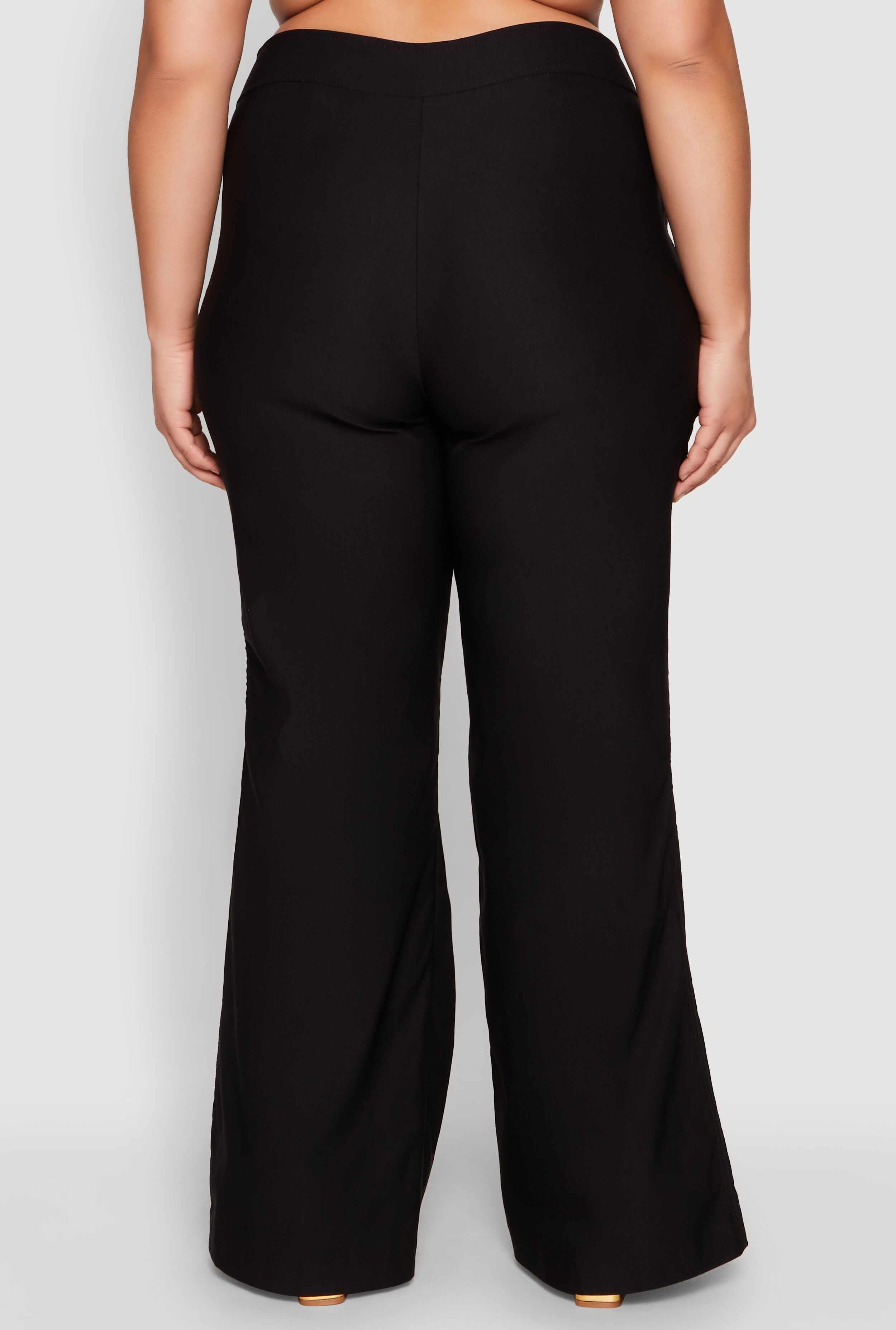 Plus Size Flared Pull On Dress Pants