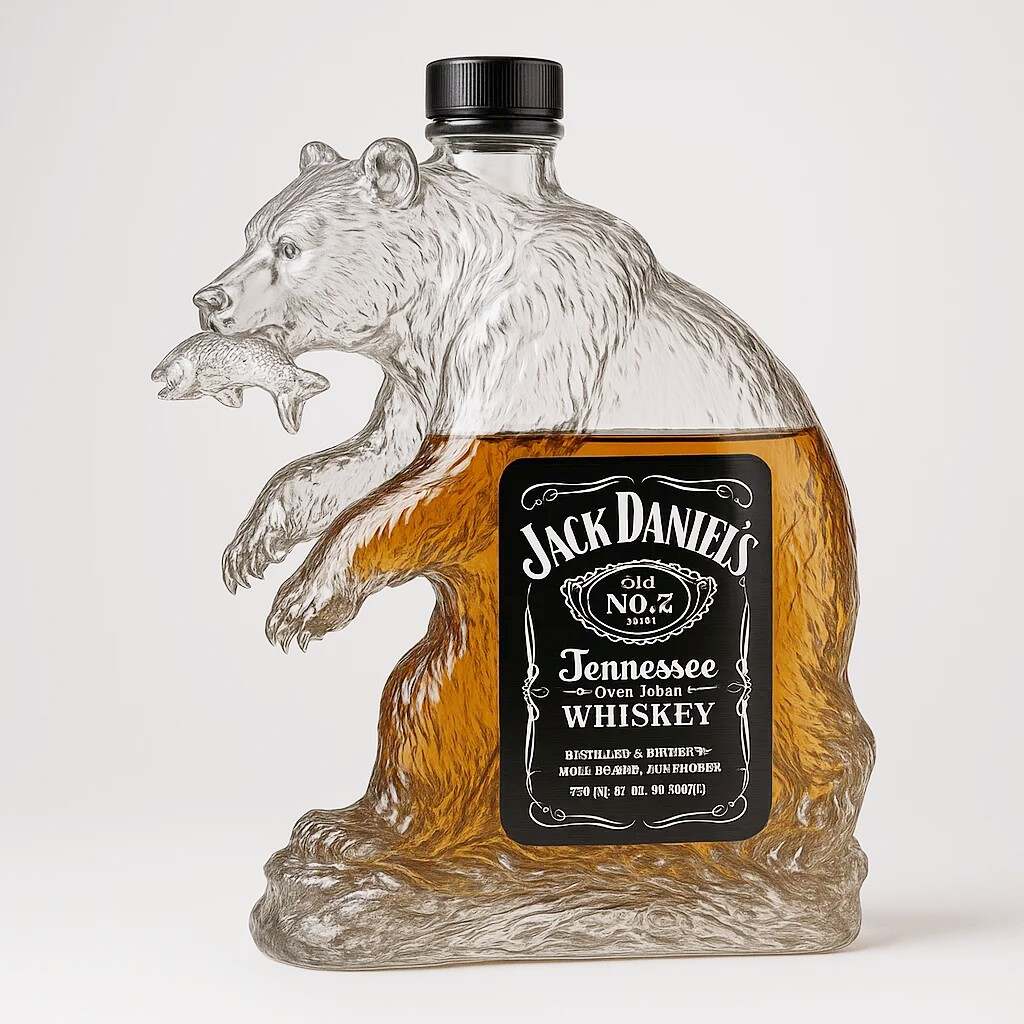 Brown Bears Fishing Whiskey Bottle