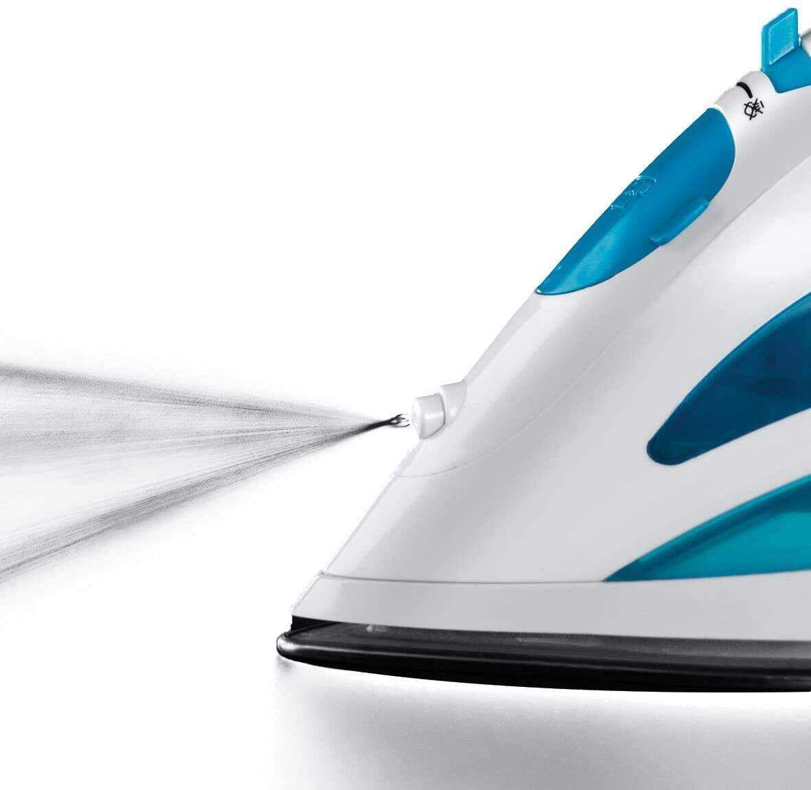 Professional Clothes Iron - 2600 W, Ceramic Soleplate, 210g Steam Boost, Self-Cleaning Function, White and Blue - 20562-56