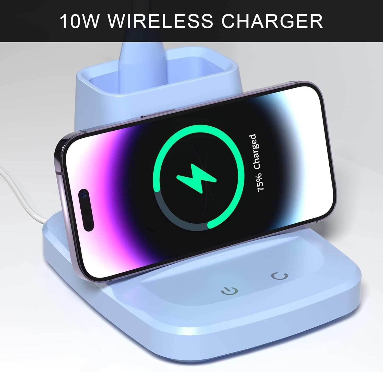 Desk Lamp with Wireless Charger, LED Desk Lamps for Home Office, 800 Lumens, Small Desk Lamp with Pen Holder, Flexible Arm, 3 Modes, Dimming, Touch Lamp for College Dorm Room