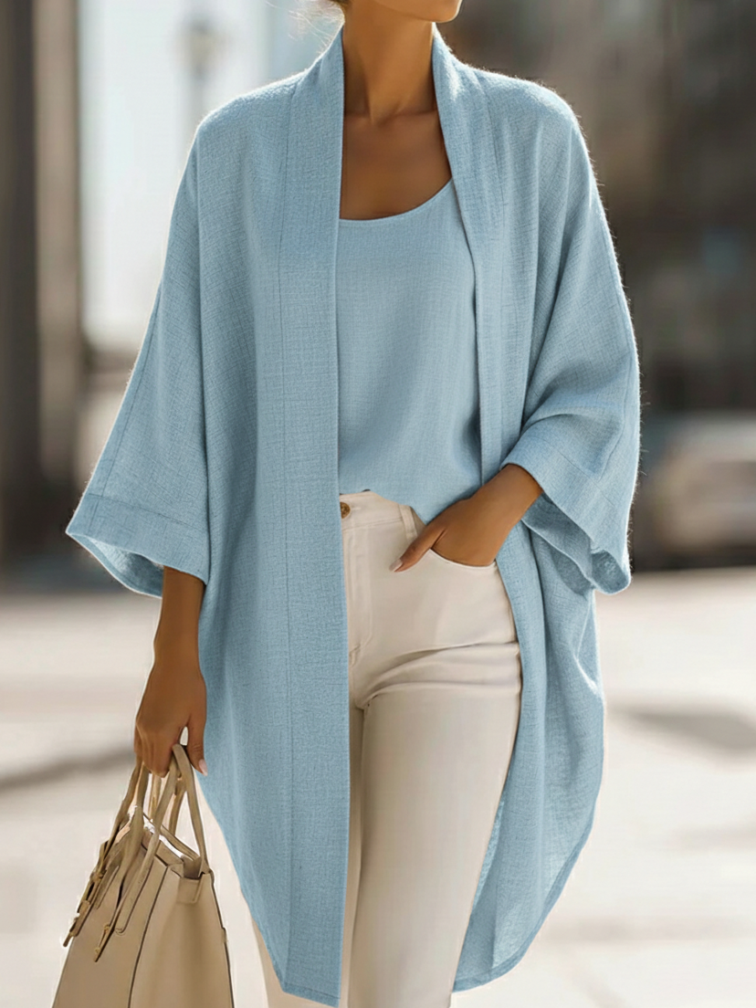 🔥Summer Arrivals🌟Cozy Minimalist Loose Cardigan And Vest Linen Set
