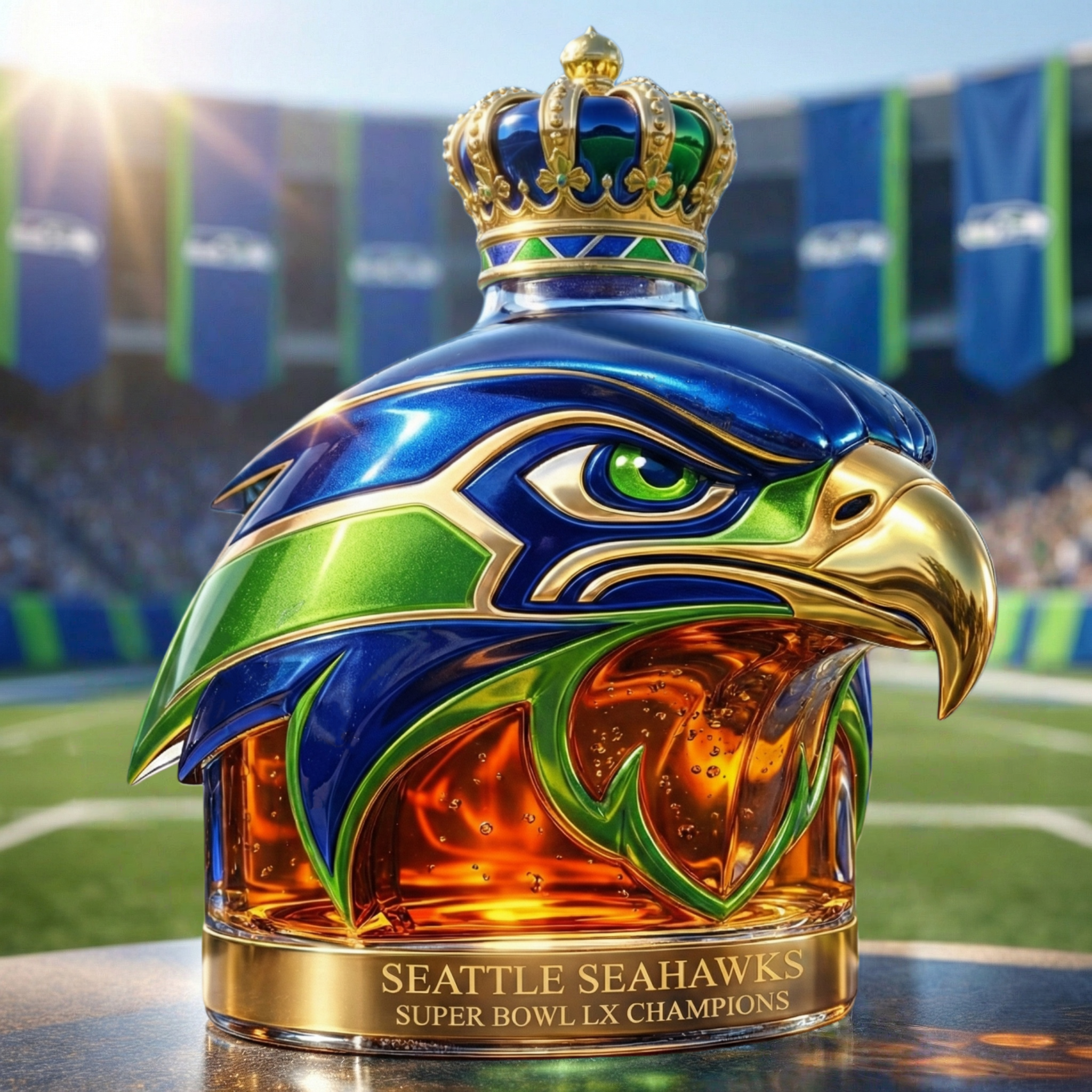 Seattle Seahawks Super Bowl LX Champions Whiskey Bottle
