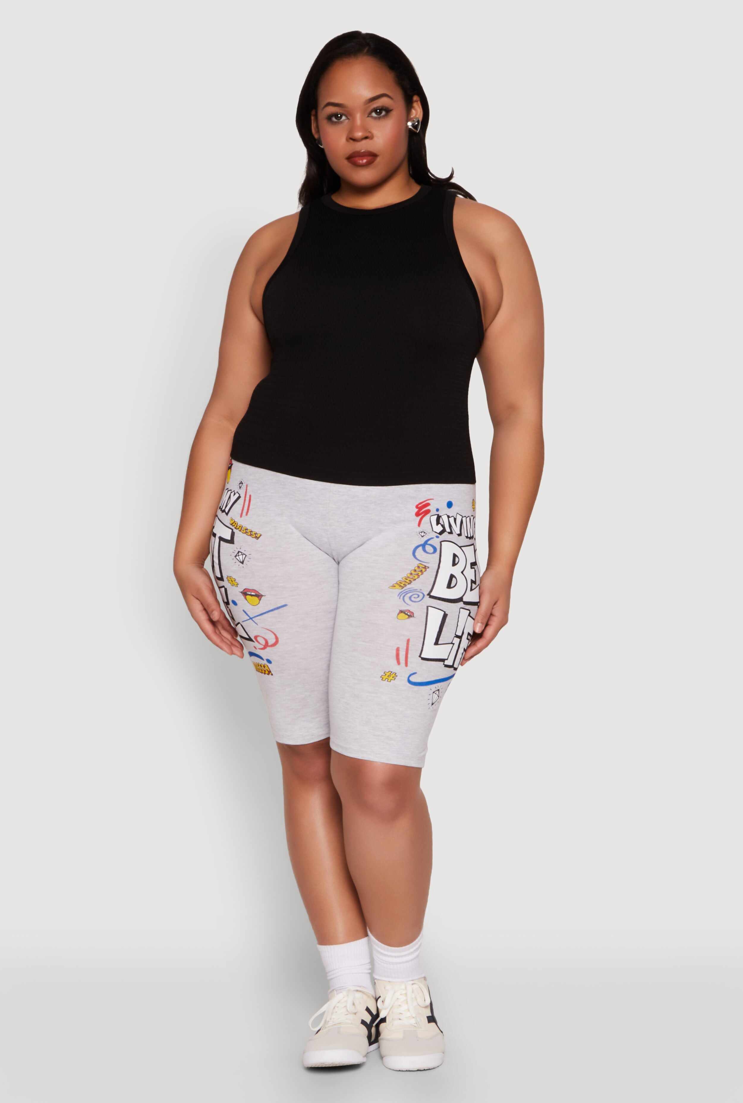 Plus Size Living My Best Life Graphic Shorts