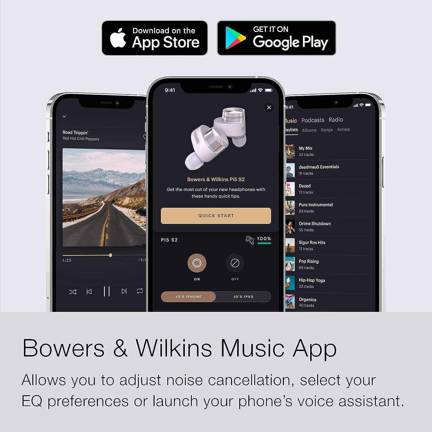 Bowers & Wilkins Pi5 S2 True Wireless Earphones, in-Ear Bluetooth Earbuds with Mic, Active Noise Cancellation, 16-Hr Battery, Android/iOS, Powerful Sound, Extreme Comfort, Sage Green (2023 Model)