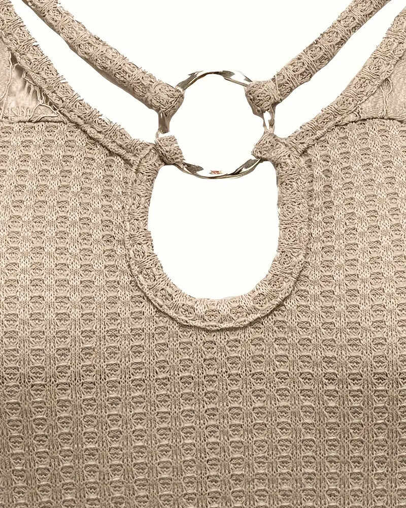 Lace Panel Knitted T-Shirt