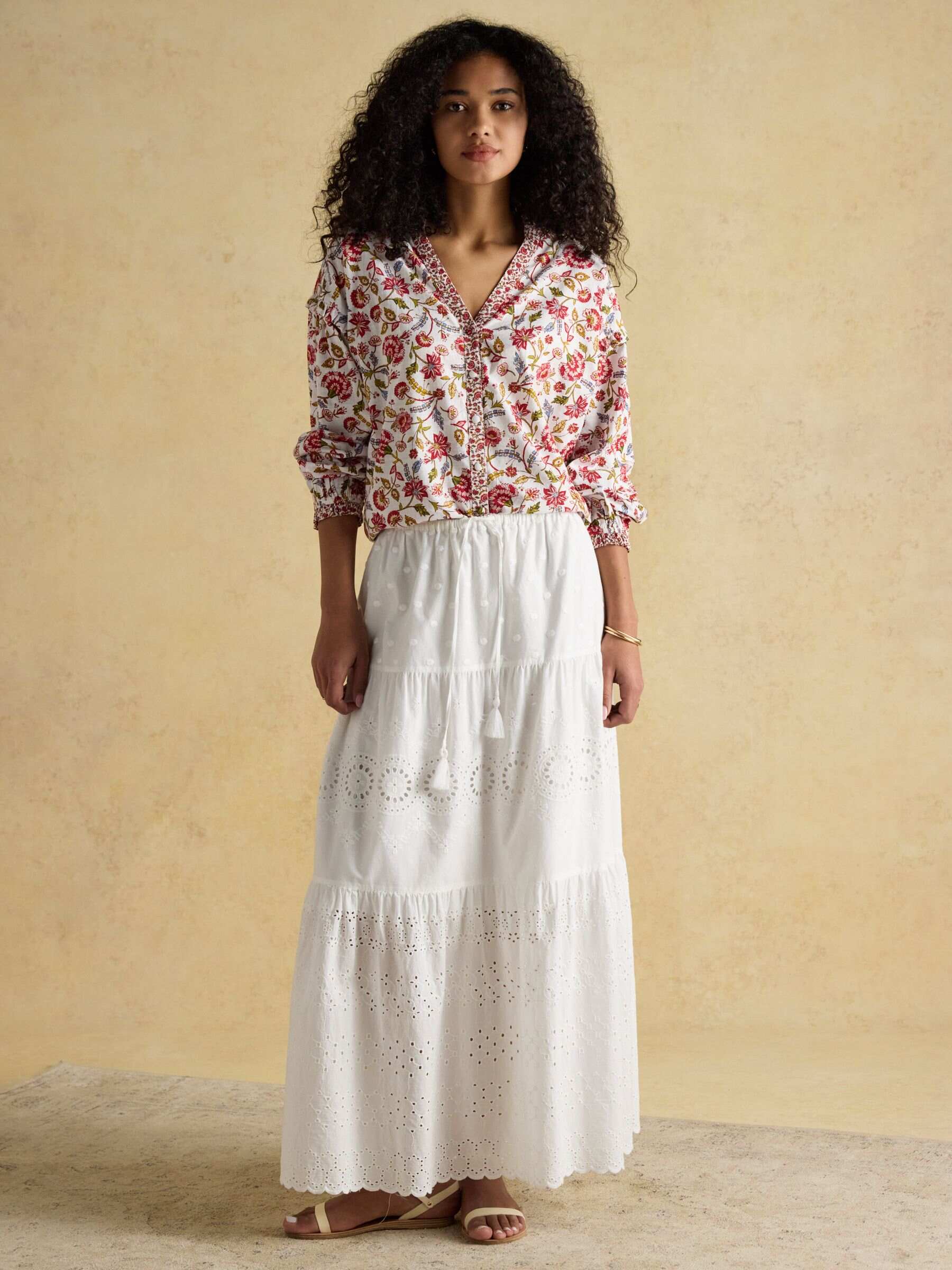 Eloise Provence Floral Button Down Cotton Blouse