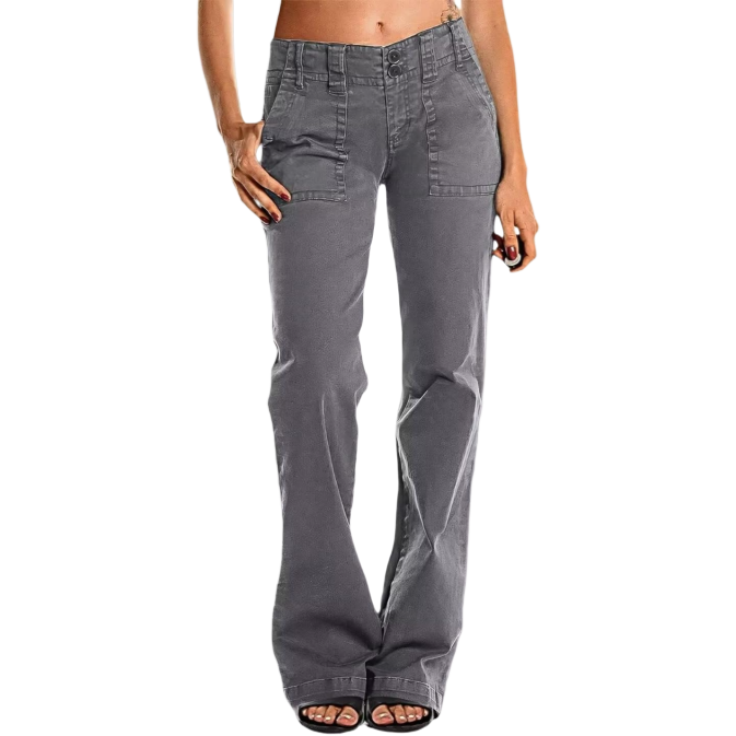 ⚡SPRING SALE⚡- Double Button Mid Waist Straight Leg Pants