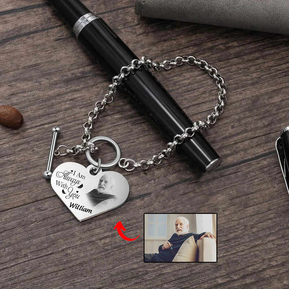National Parents' Day❤Personalized Engraved Heart Bracelet I'm Always With You - Memorial Gift For Family, Friend