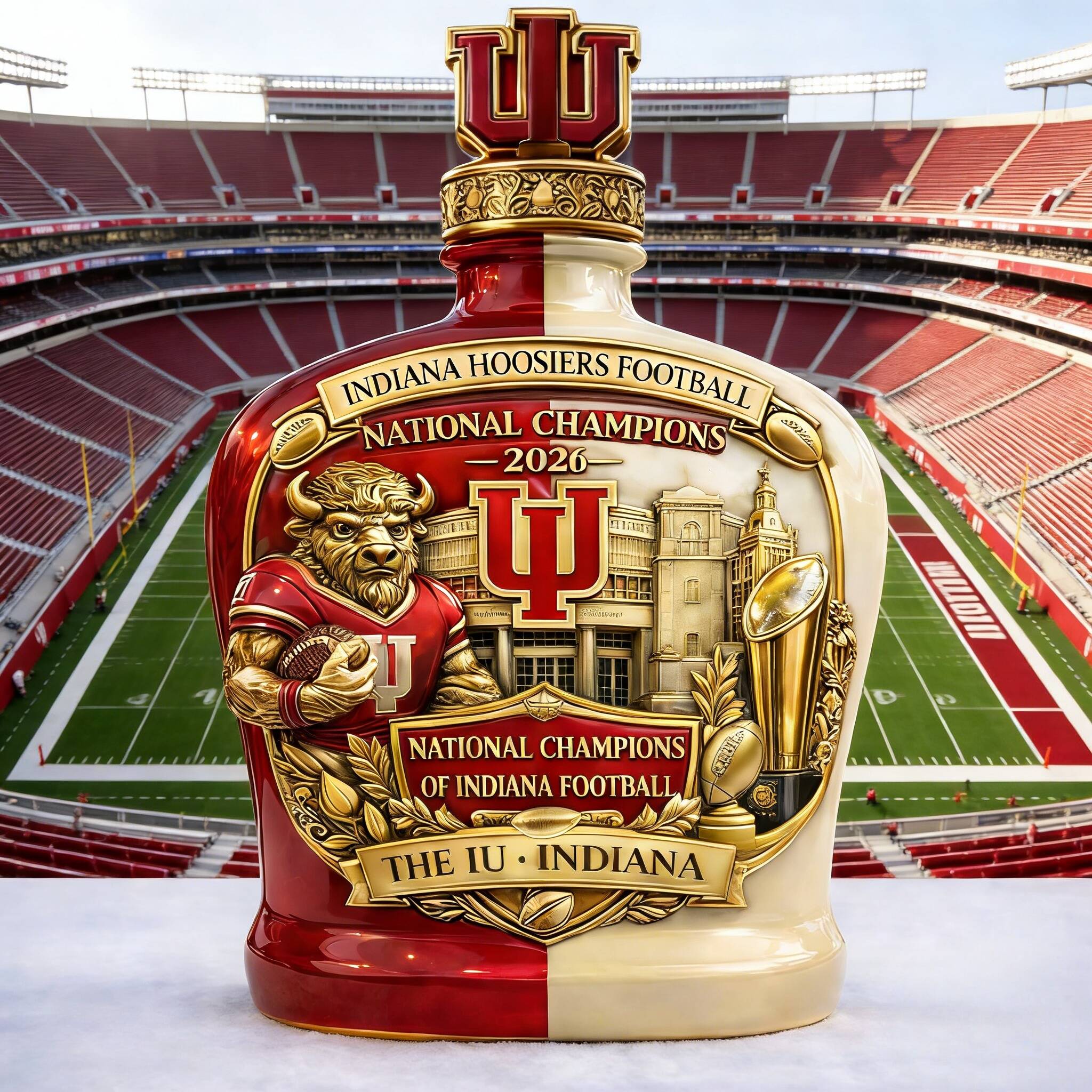 Indiana Hoosiers National Champions 2026 Commemorative Whiskey Bottle