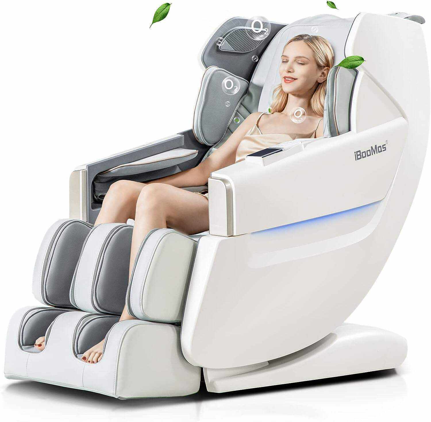 iBooMas Zero Gravity Massage Chair,2023 Massage Chair Full Body Ozone with Back and Calf Heating,Auto Leg Extension,APP Control,SL Track,Thai Stretch,Foot Rollers,Airbags,Bluetooth,R8606(Blue)
