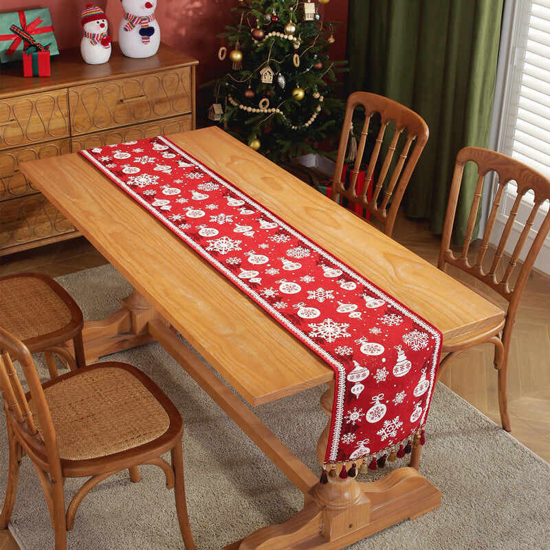Christmas Festival Table Runner with Tassels