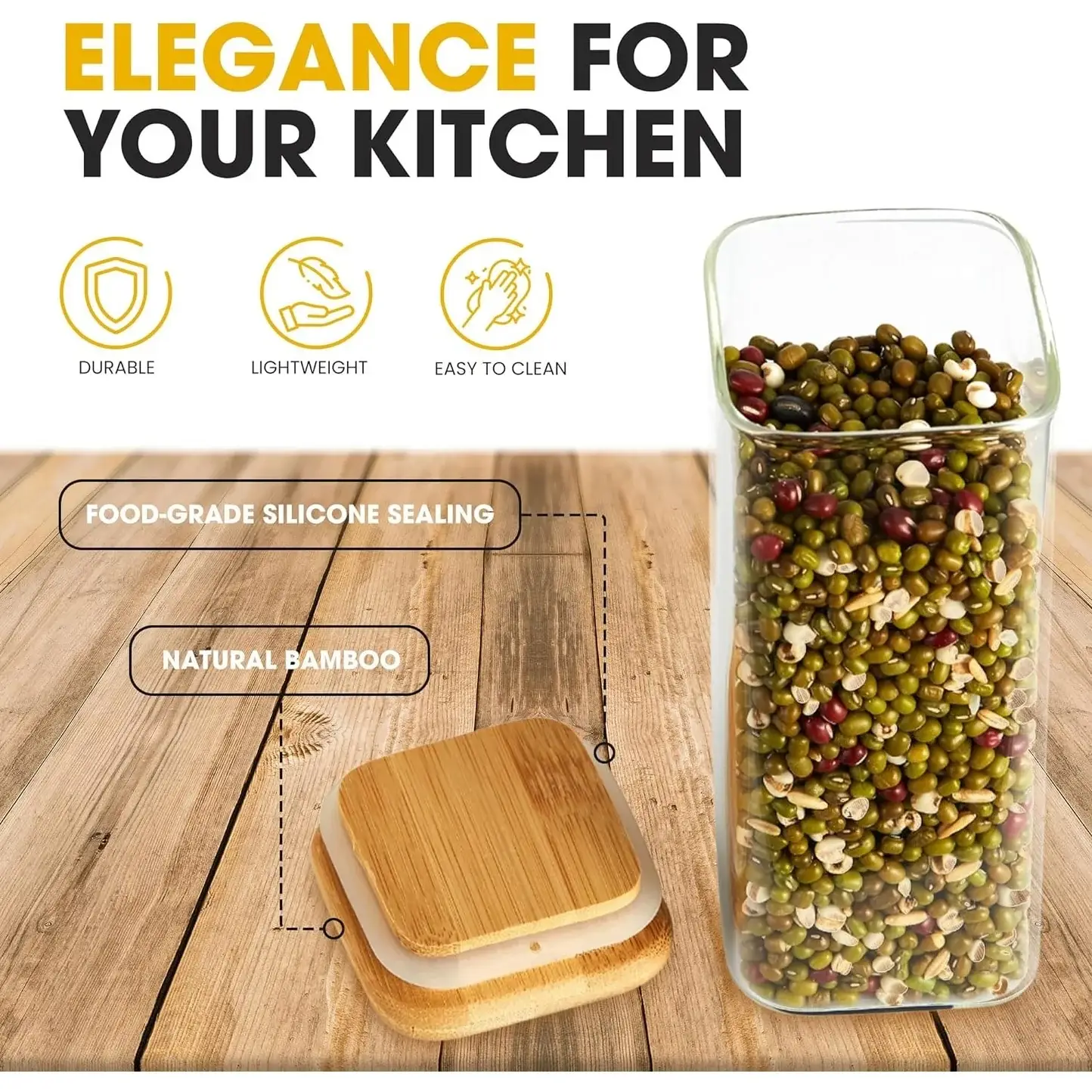 Berkware Mini Glass Jar Set with Bamboo Lids