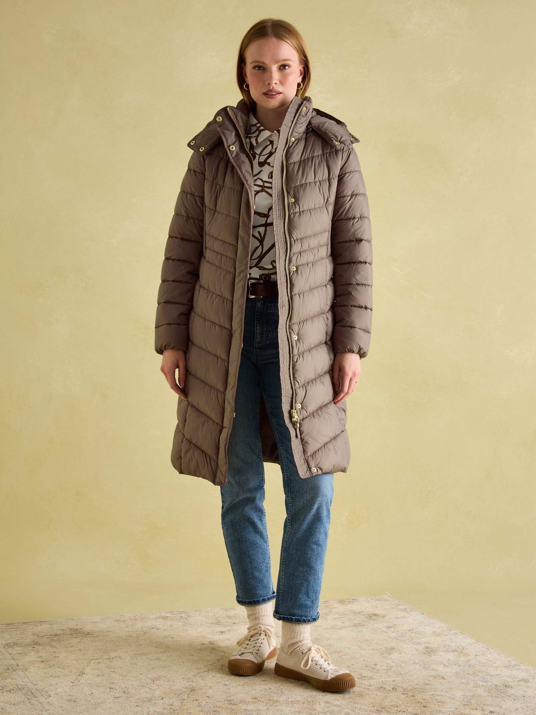 Pembury Neutral Showerproof Longline Padded Coat With Hood