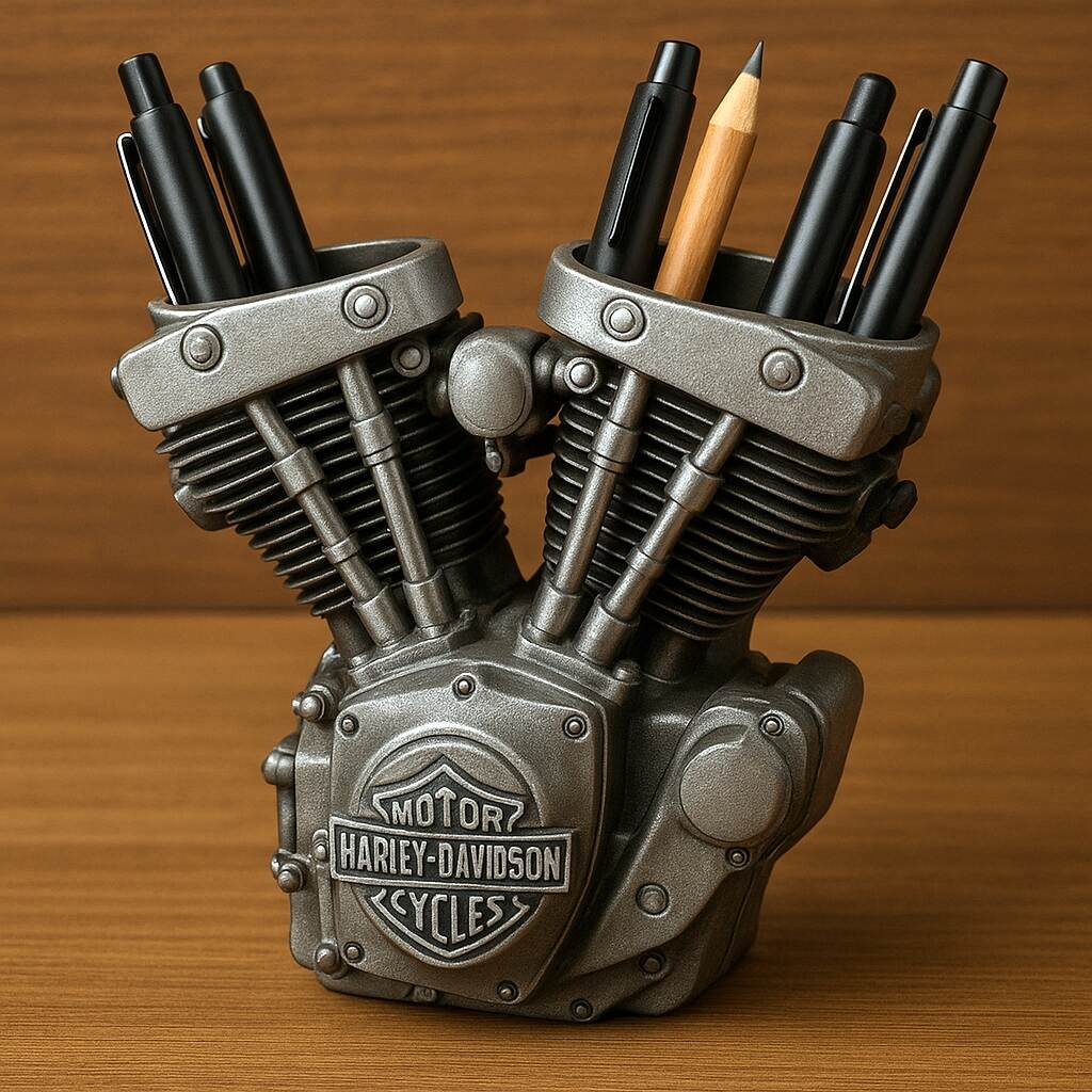 Harley-Davidson engine pen holder