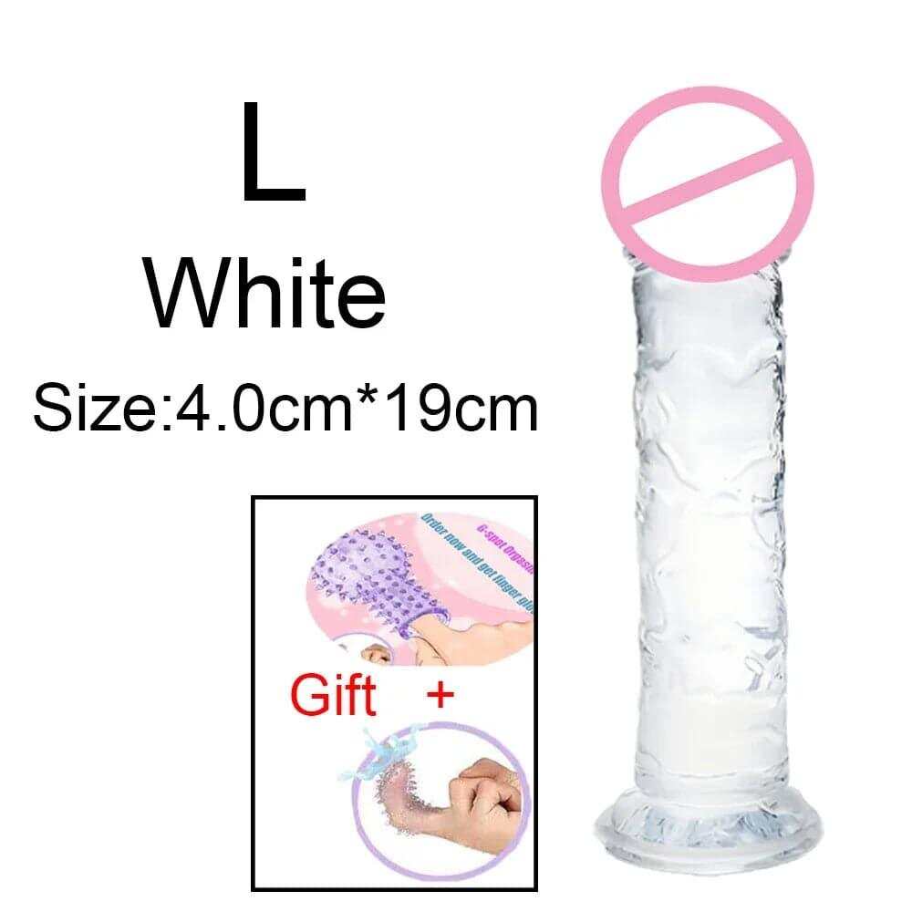 Transparent Jelly Dildo – Large Suction Cup Dildo in 5 Colors for Anal & Vaginal Play