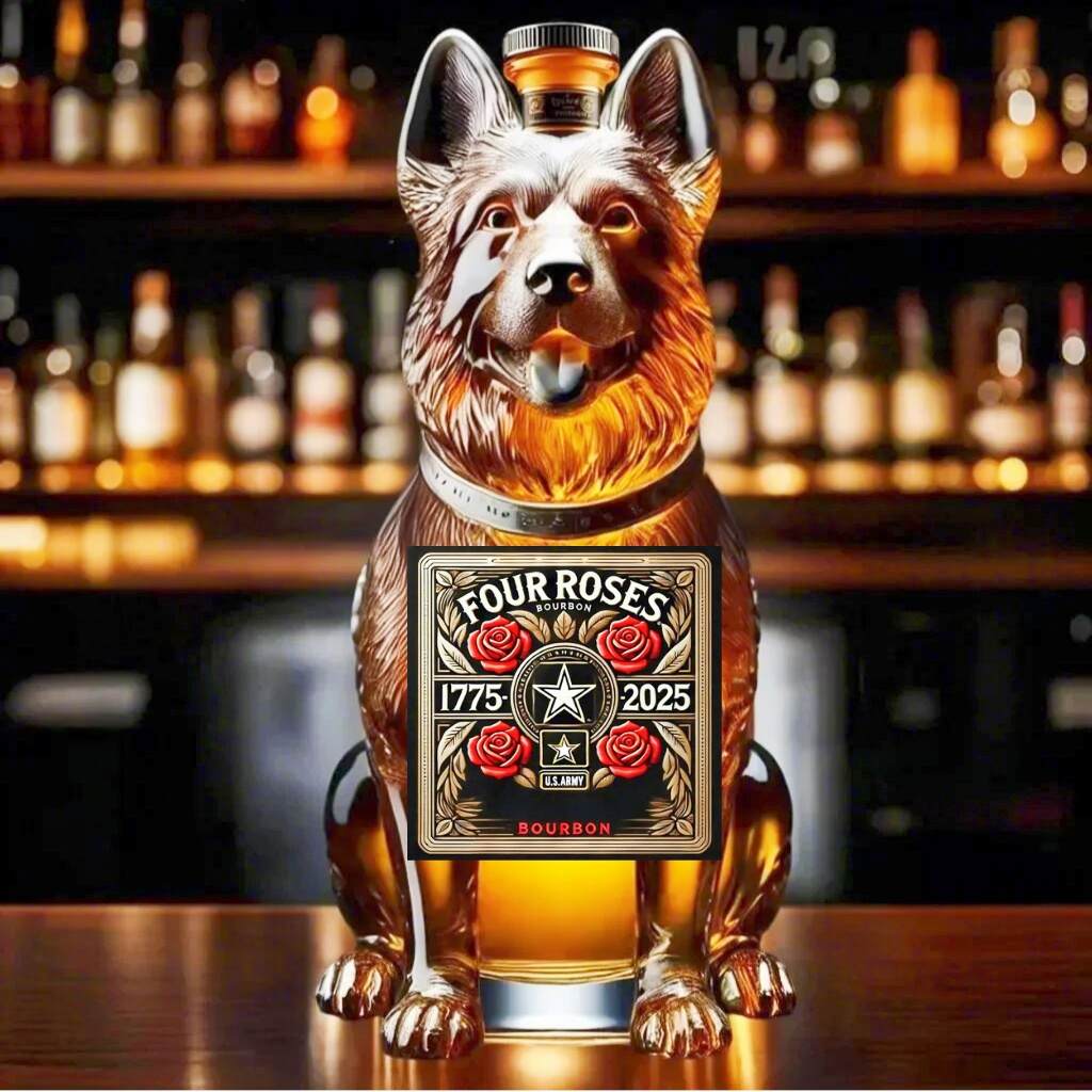 250th Anniversary of the Army Commemorative Military Dog Whiskey Bottle