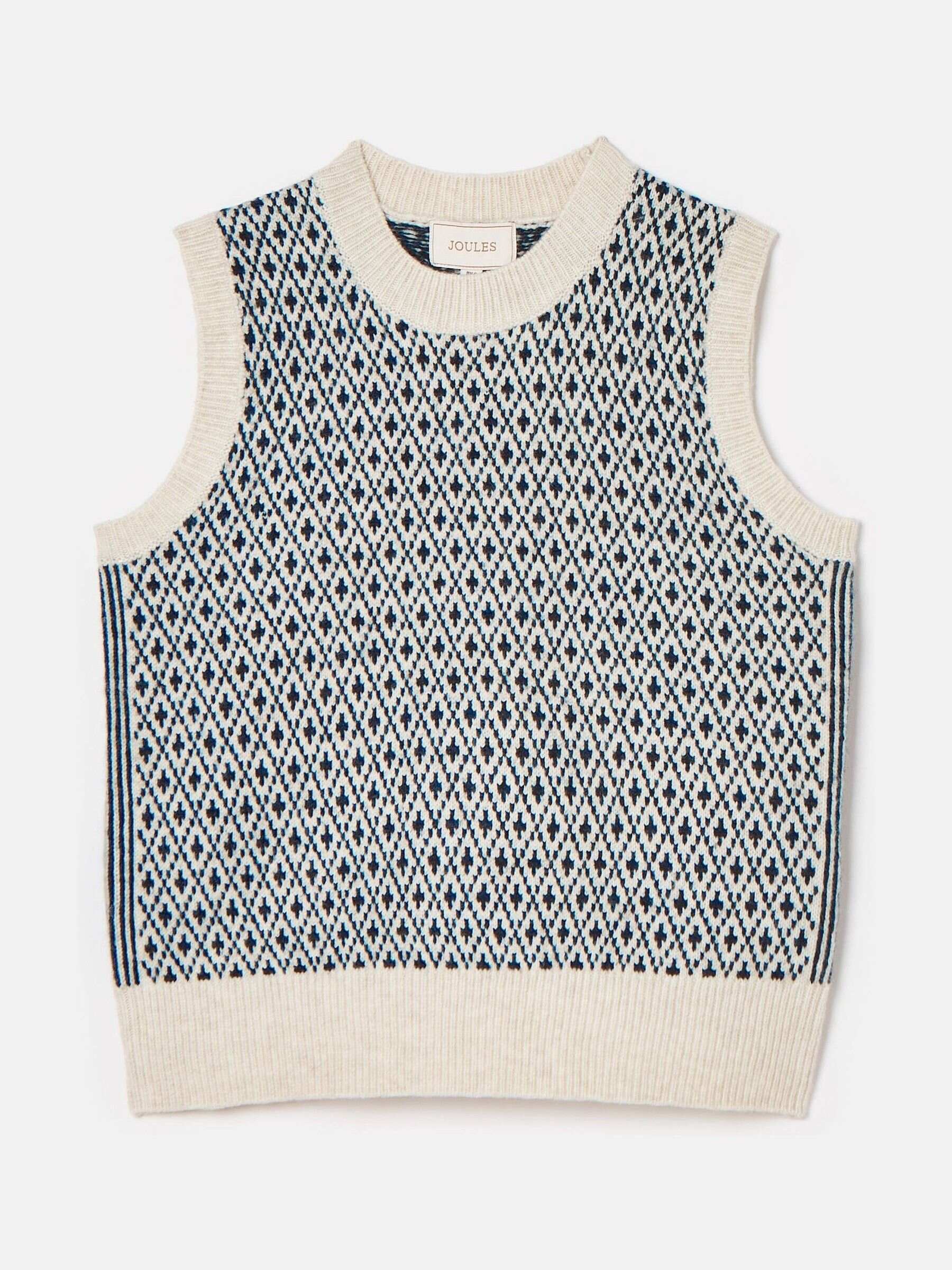 Ingrid Cream/Navy Patterned Knitted Vest