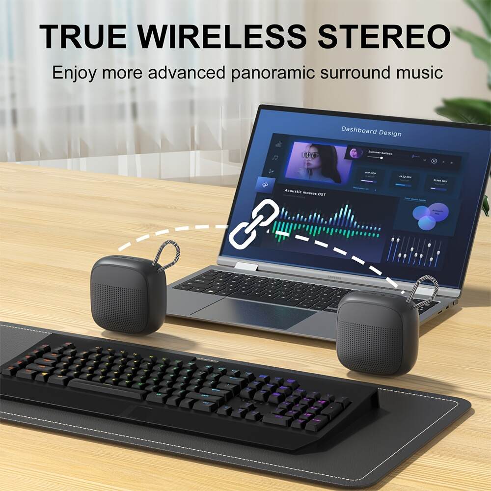 [Portable Wireless Speaker] Portable Wireless Speaker | TWS Stereo, Automatic Call Cut-Off, Private Protection, FM Radio, TF Card, USB, Type-C Charging, Convenient Lanyard, Suitable for Birthday Gifts or Outdoor Camping