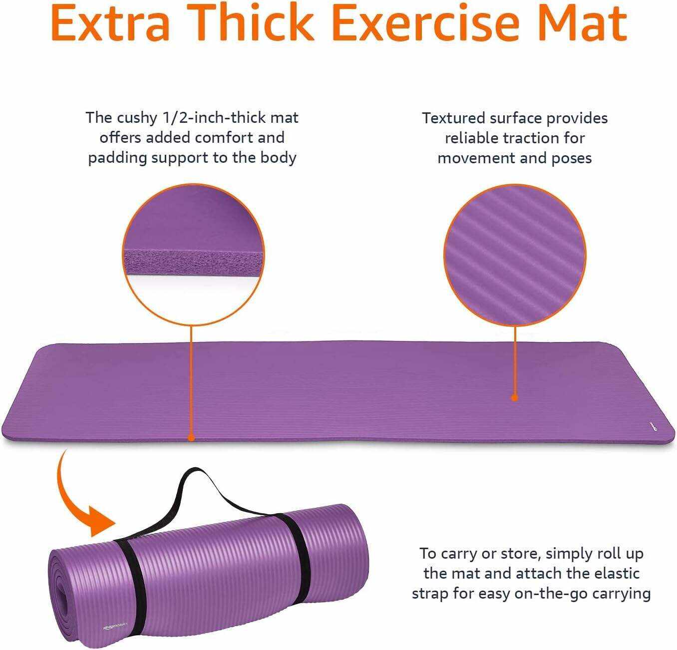 Amazon Basics 1/2-Inch Extra Thick Exercise Yoga Mat