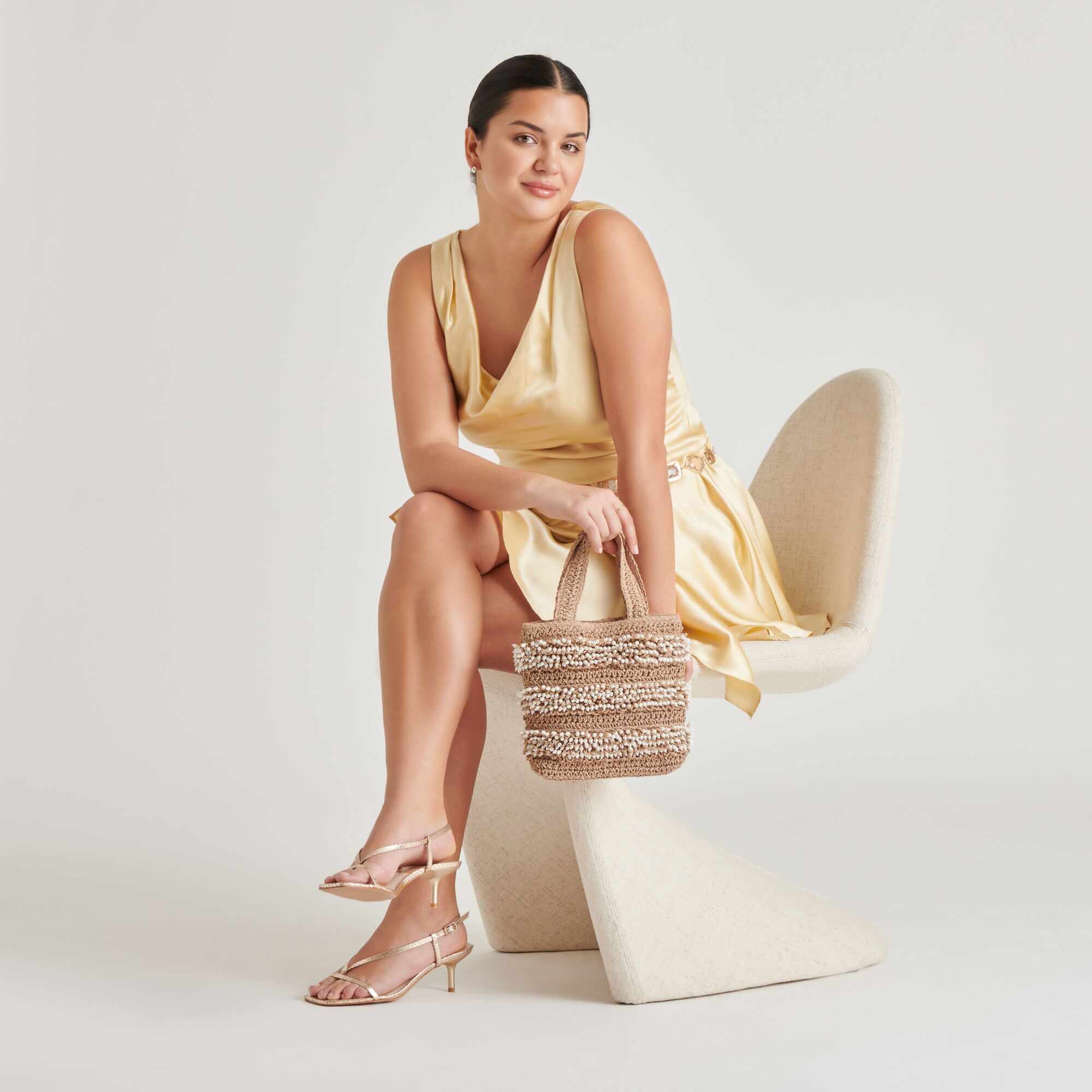 LAURY HEELS CHAMPAGNE EMBOSSED LEATHER