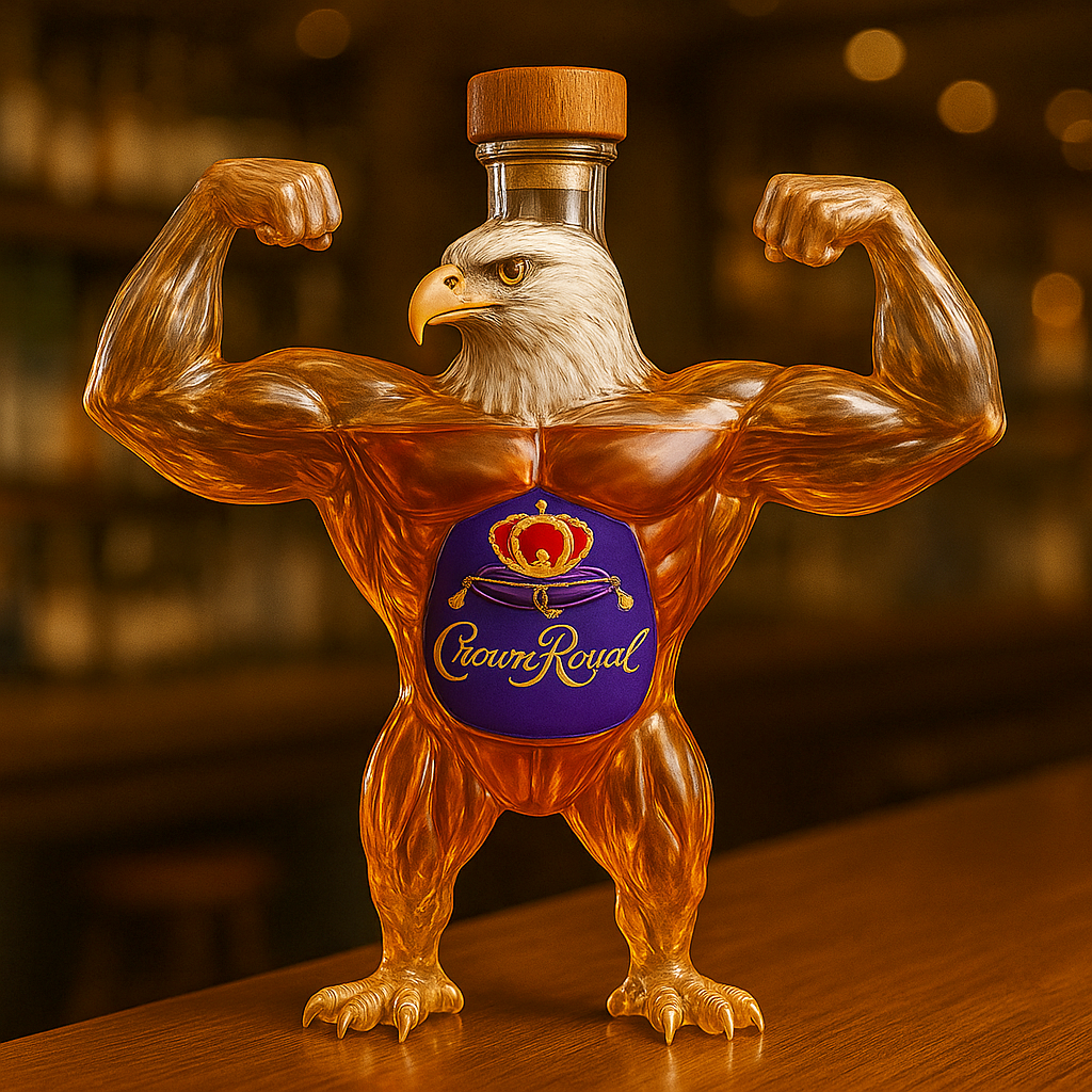 Bodybuilding Bald Eagle Whisky bottle