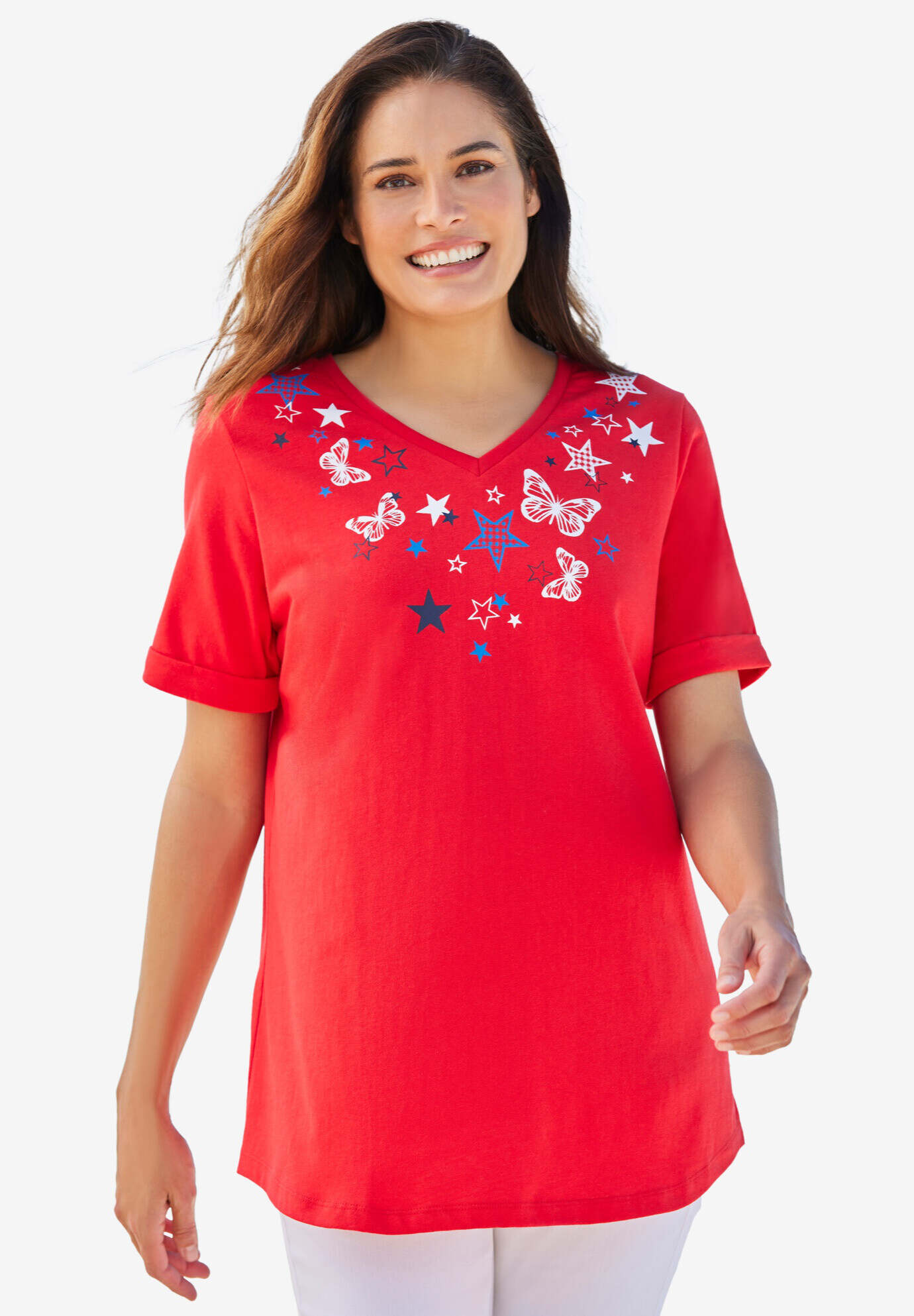 Cuffed Americana Print Tee