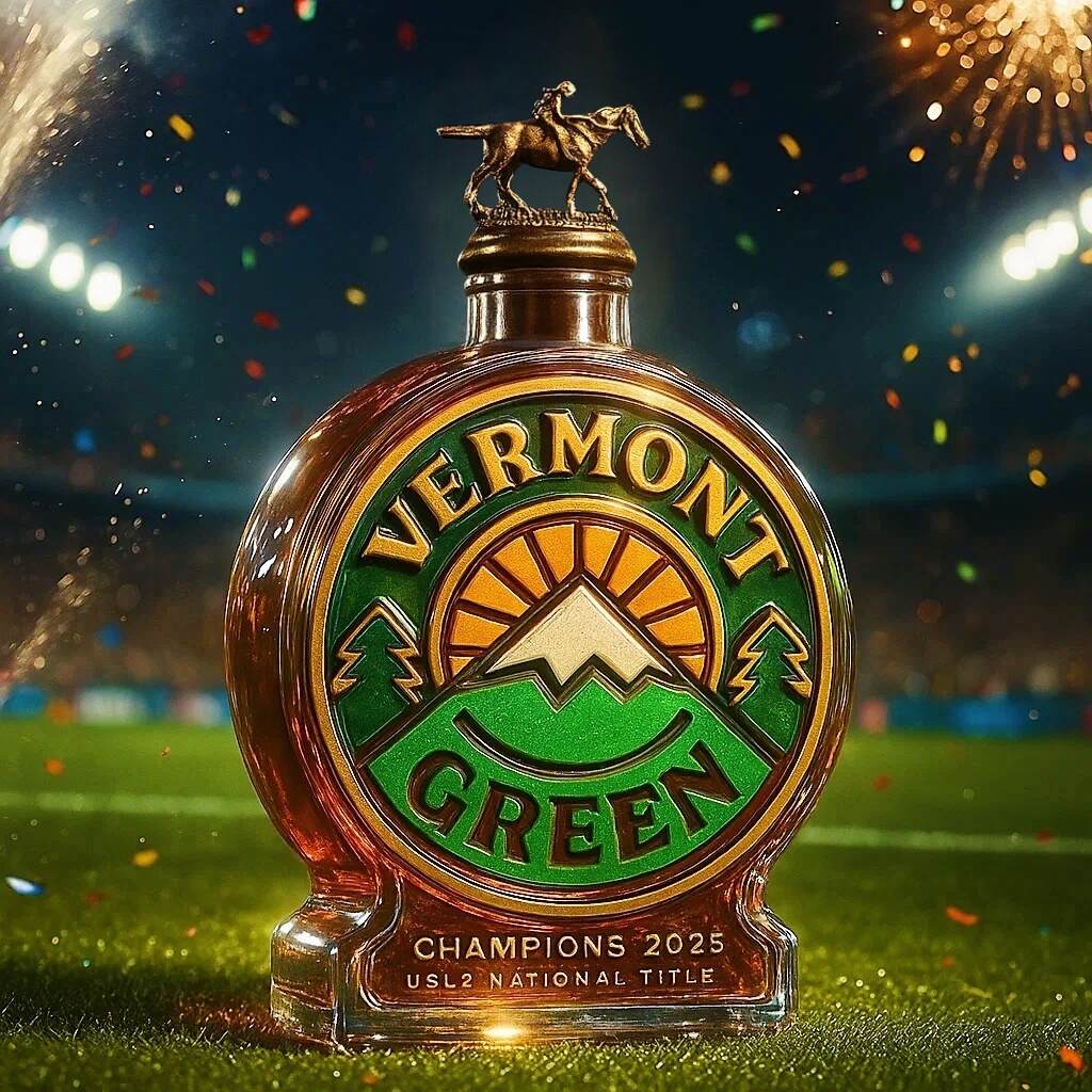 Vermont Green FC 2025 USL2 National Champion Whiskey Bottle