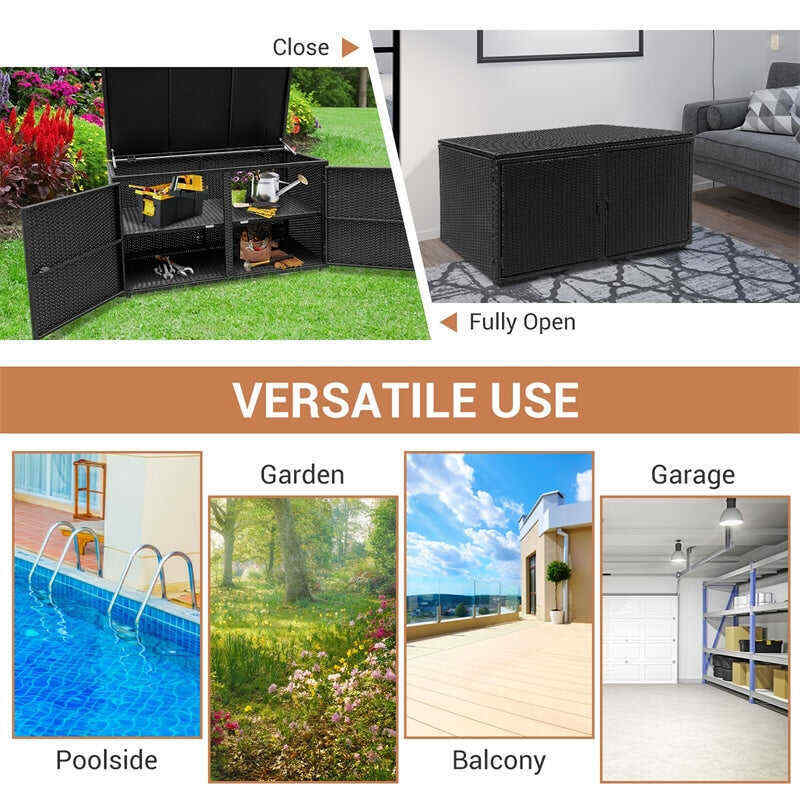 88 Gallon Rattan Deck Storage Box Patio Container