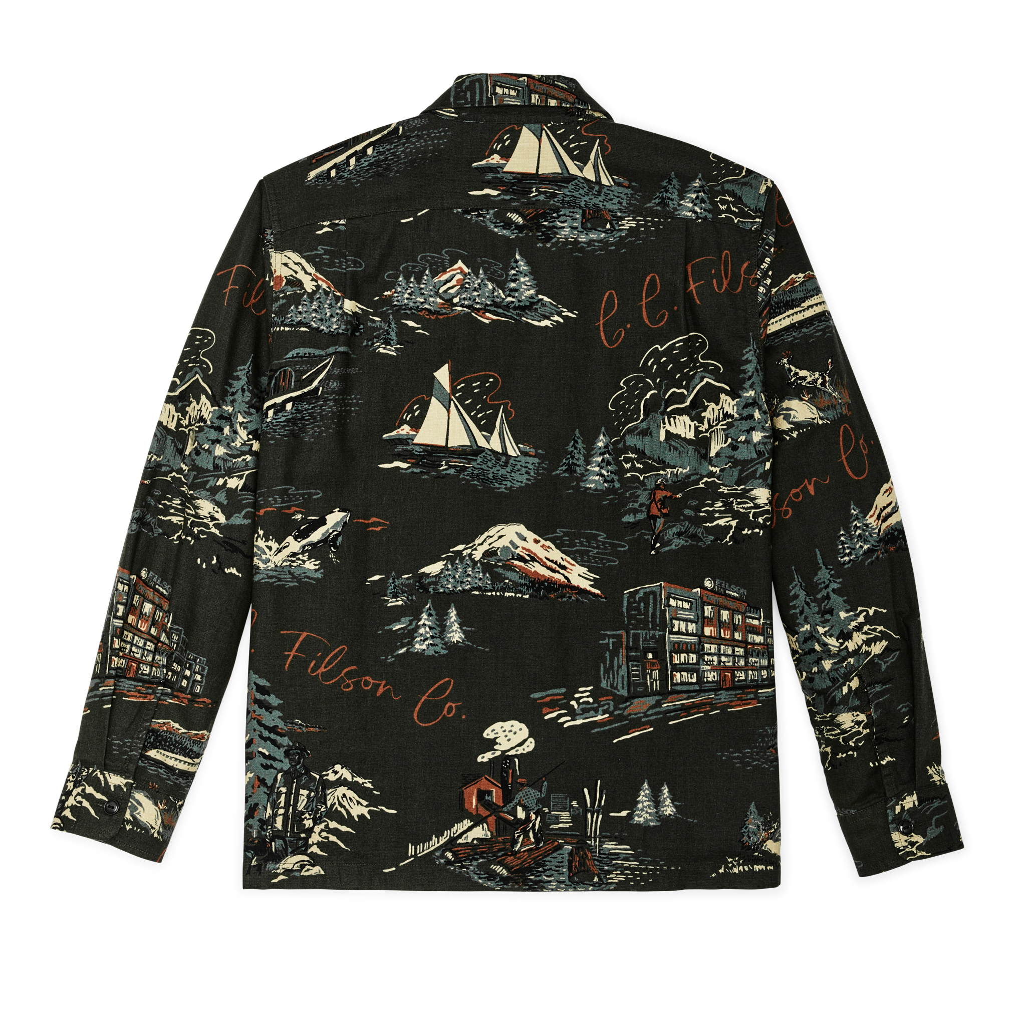 Elk Heights Camp Shirt - Green Northwest Scenic Print