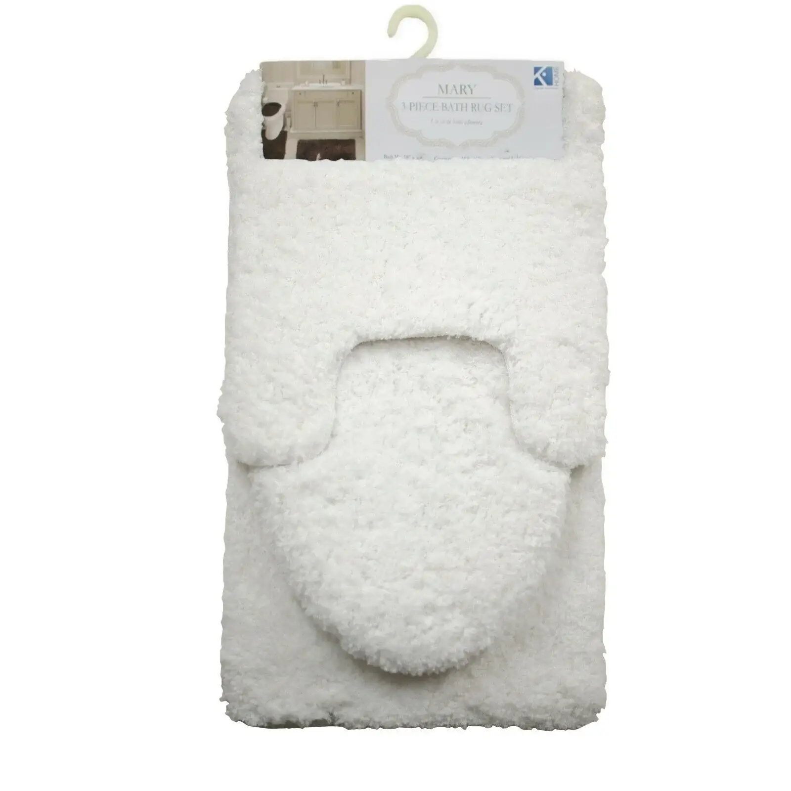 Queen Mary 3 Piece Bathroom Rug Set, Luxury Soft Plush Bath Mat, Contour Rug, Lid Cover, Non-Slip