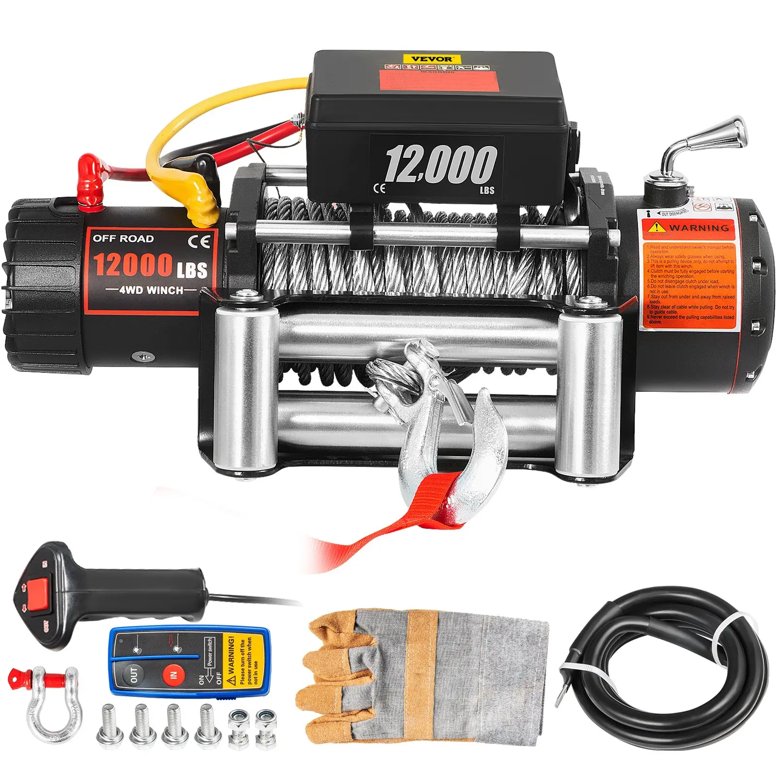 Electric Winch for Truck 6000 lb Synthetic Rope Waterproof Remote Control