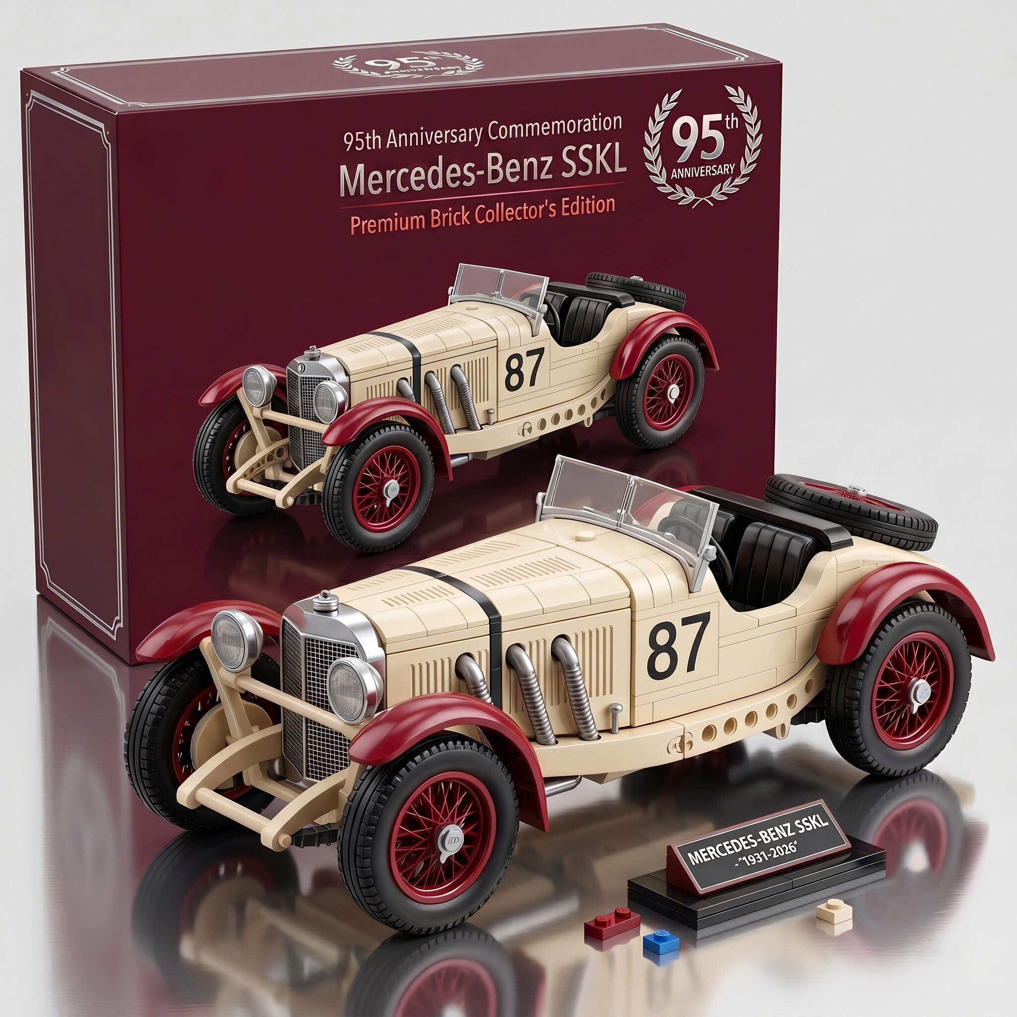 95th Anniversary Mercedes-Benz SSKL Building Block Set - Collector’s Edition  Vintage Race Car Brick Model