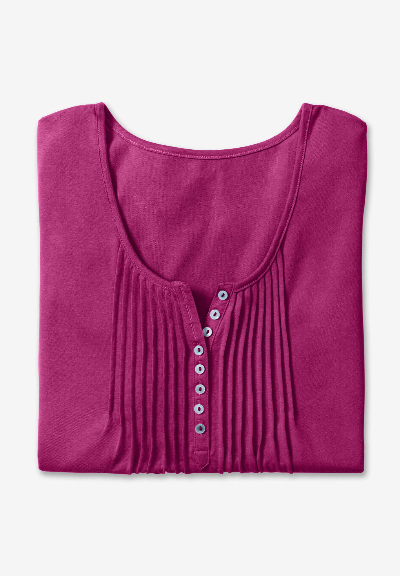 7-Day Three-Quarter Sleeve Pintucked Henley Tunic
