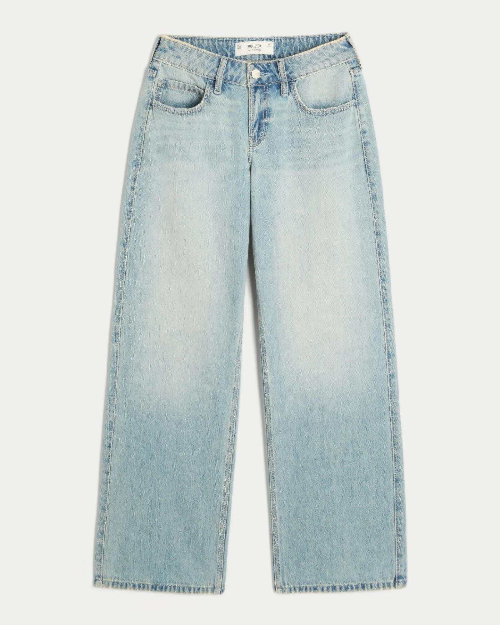 Low-Rise Dark Wash Baggy Jeans