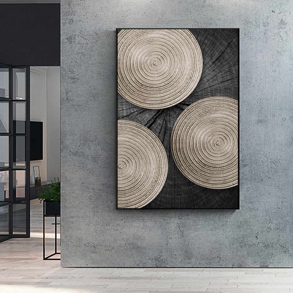 Golden Black Wood Texture Canvas Wall Art