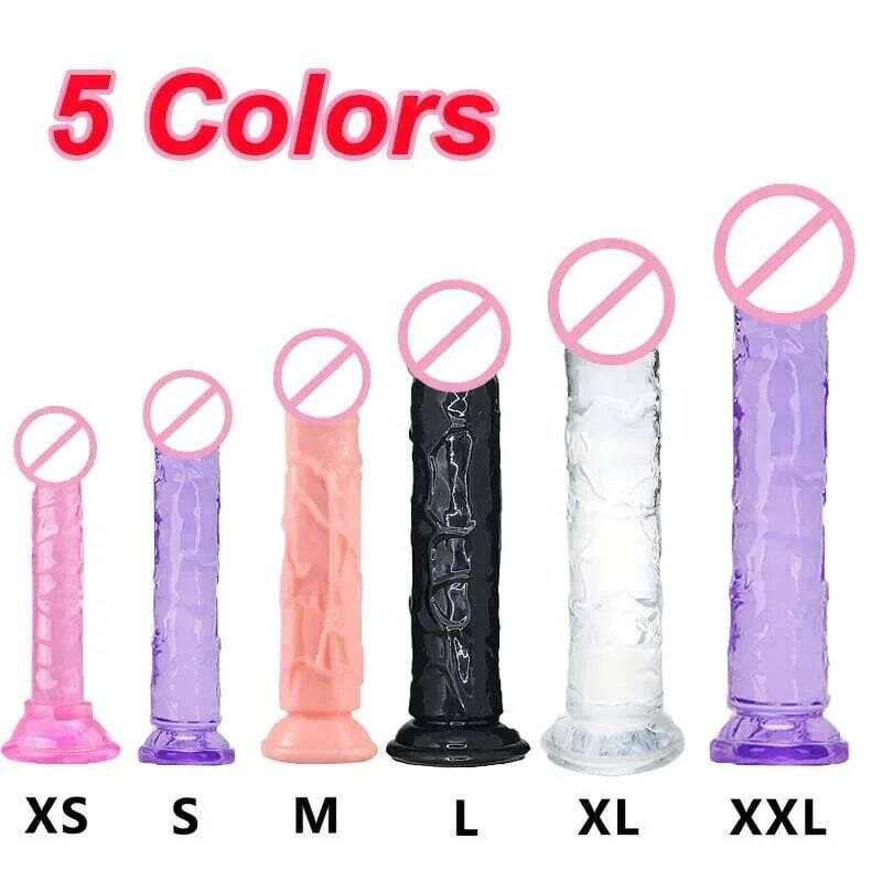 Transparent Jelly Dildo – Large Suction Cup Dildo in 5 Colors for Anal & Vaginal Play