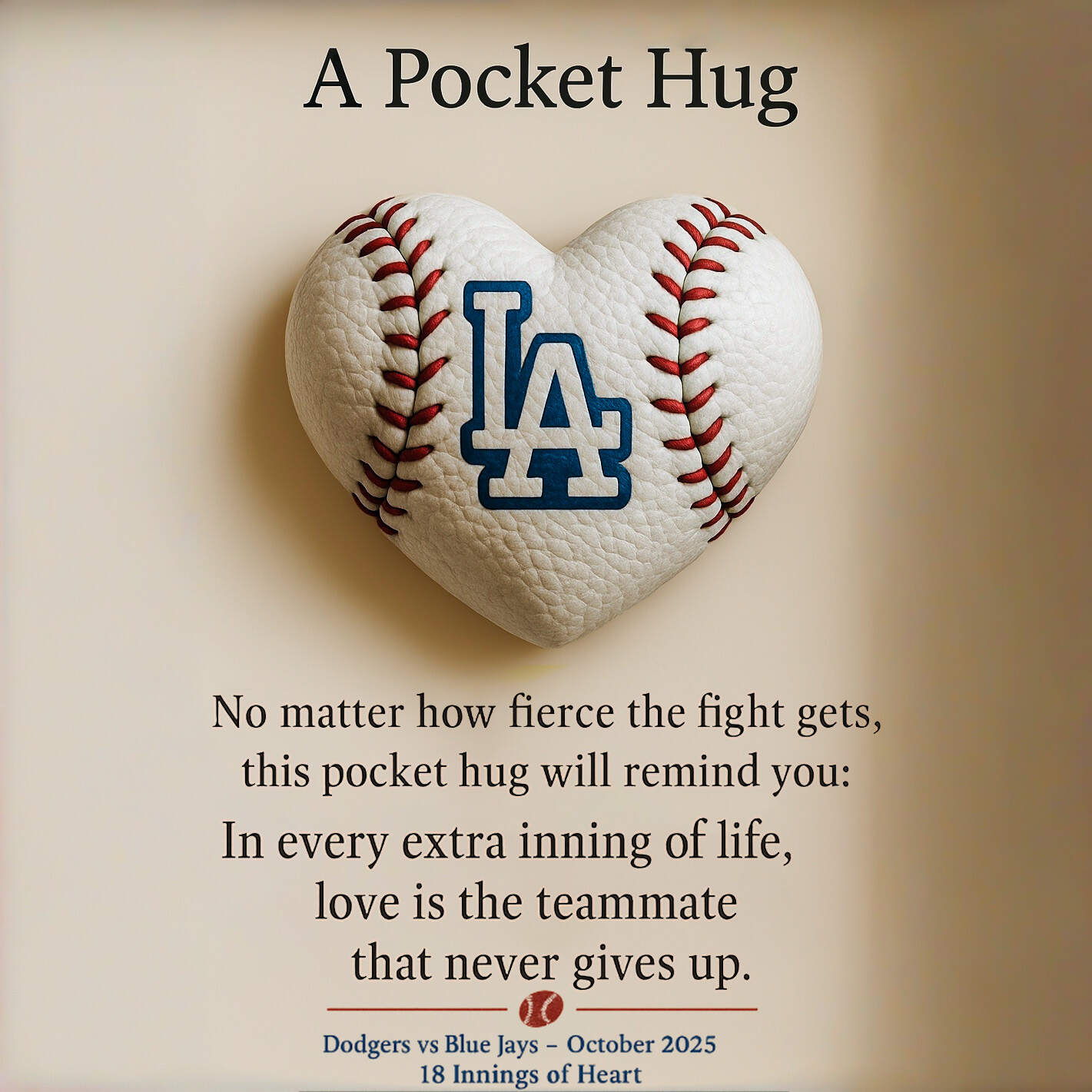A Pocket Hug — Dodgers “18 Innings of Heart” Edition