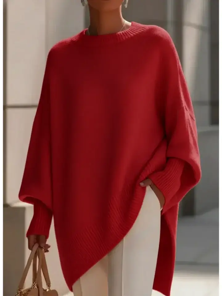 🔥Summer Arrivals🌟Women's Cozy Loose Asymmetrical Hem Sweater