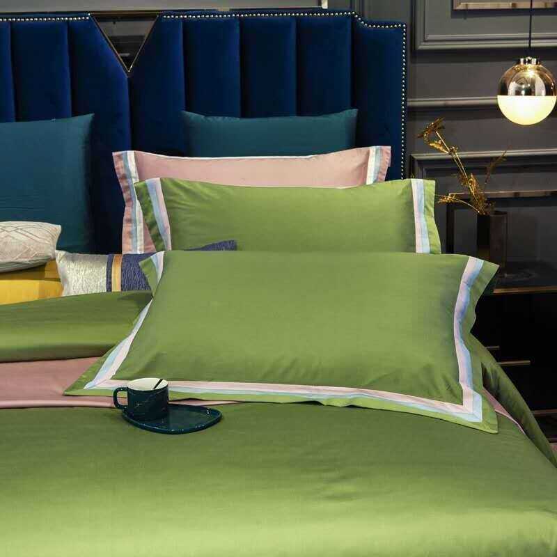 Jadyn Contrasting Double Stripe Border Egyptian Cotton Duvet Cover Set