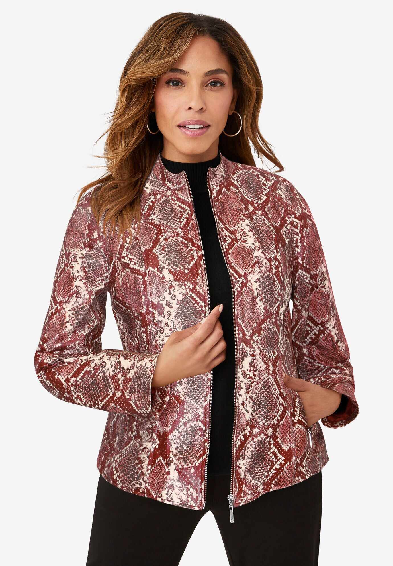Zip Front Leather Jacket