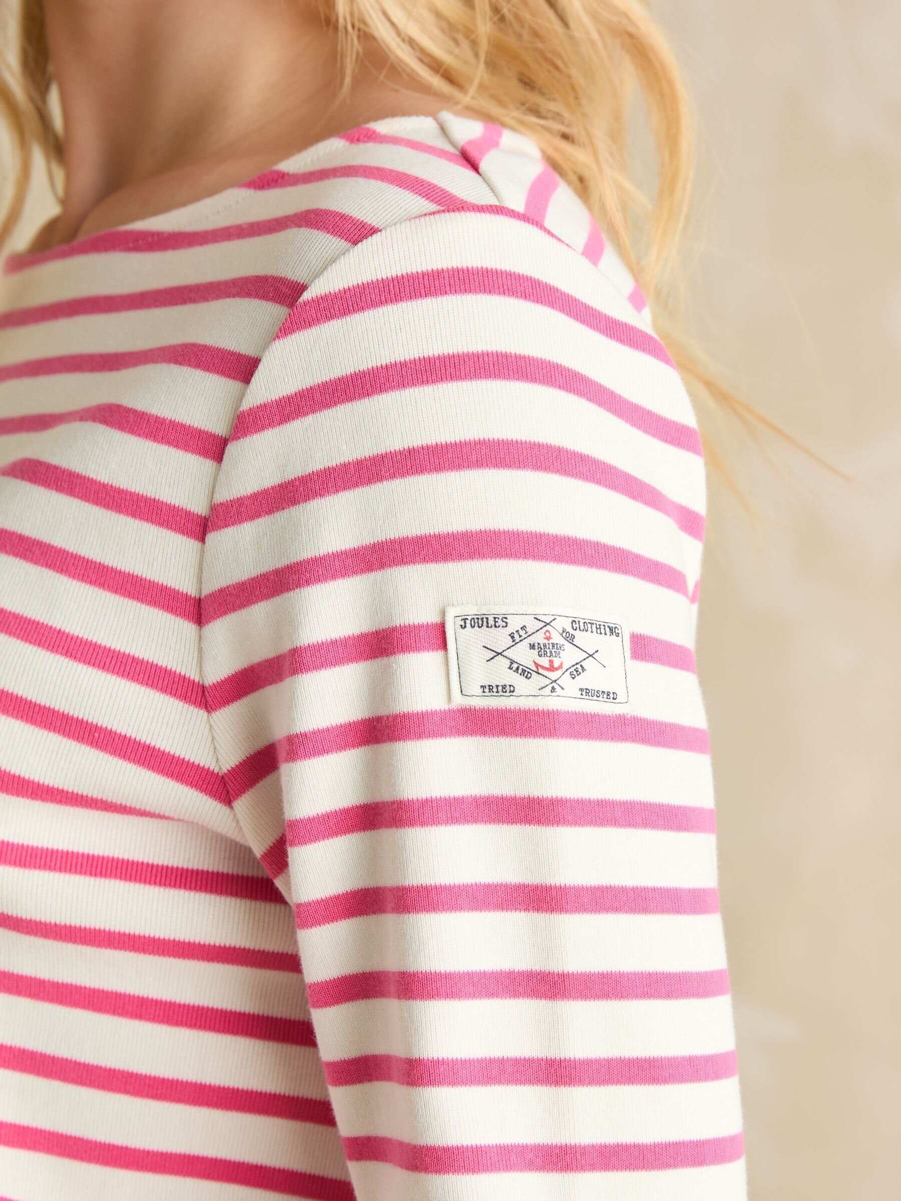 Harbour Bright Pink Boat Neck 100% Cotton Breton Top
