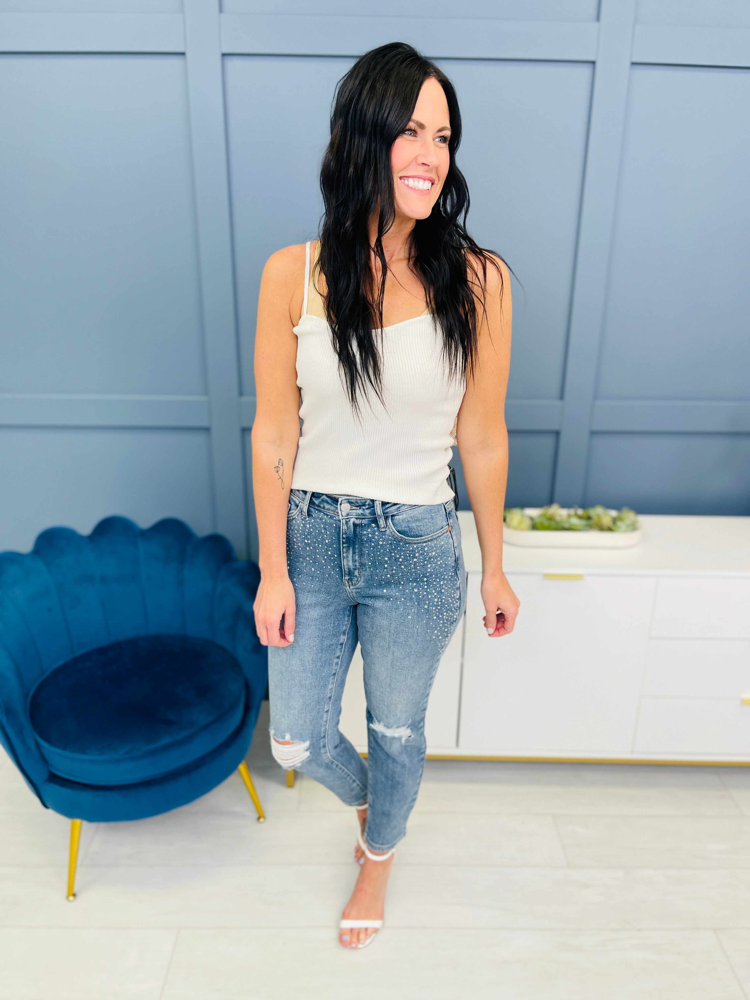 REG/CURVY Shine Bright Like a Diamond Rhinestone Straight Jeans