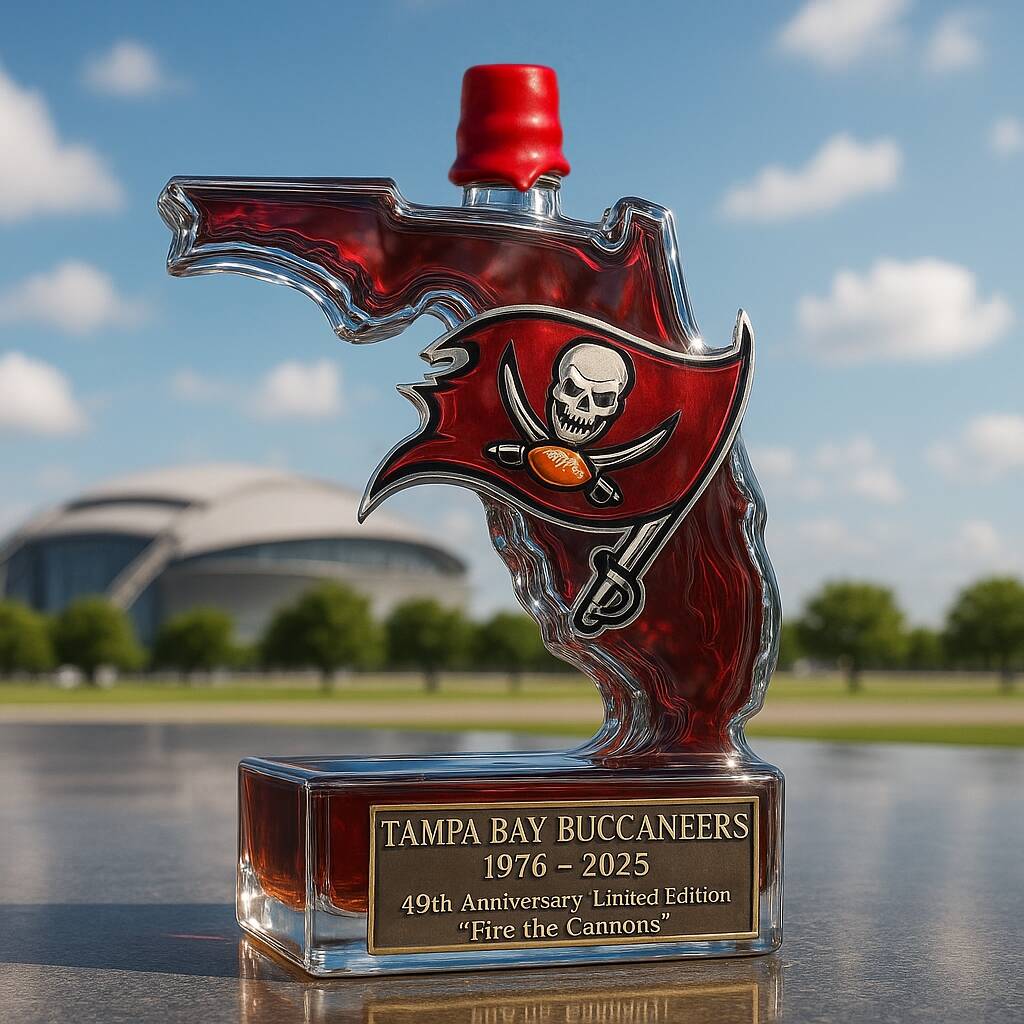 Tampa Bay Buccaneers 49th Anniversary Whiskey Bottle